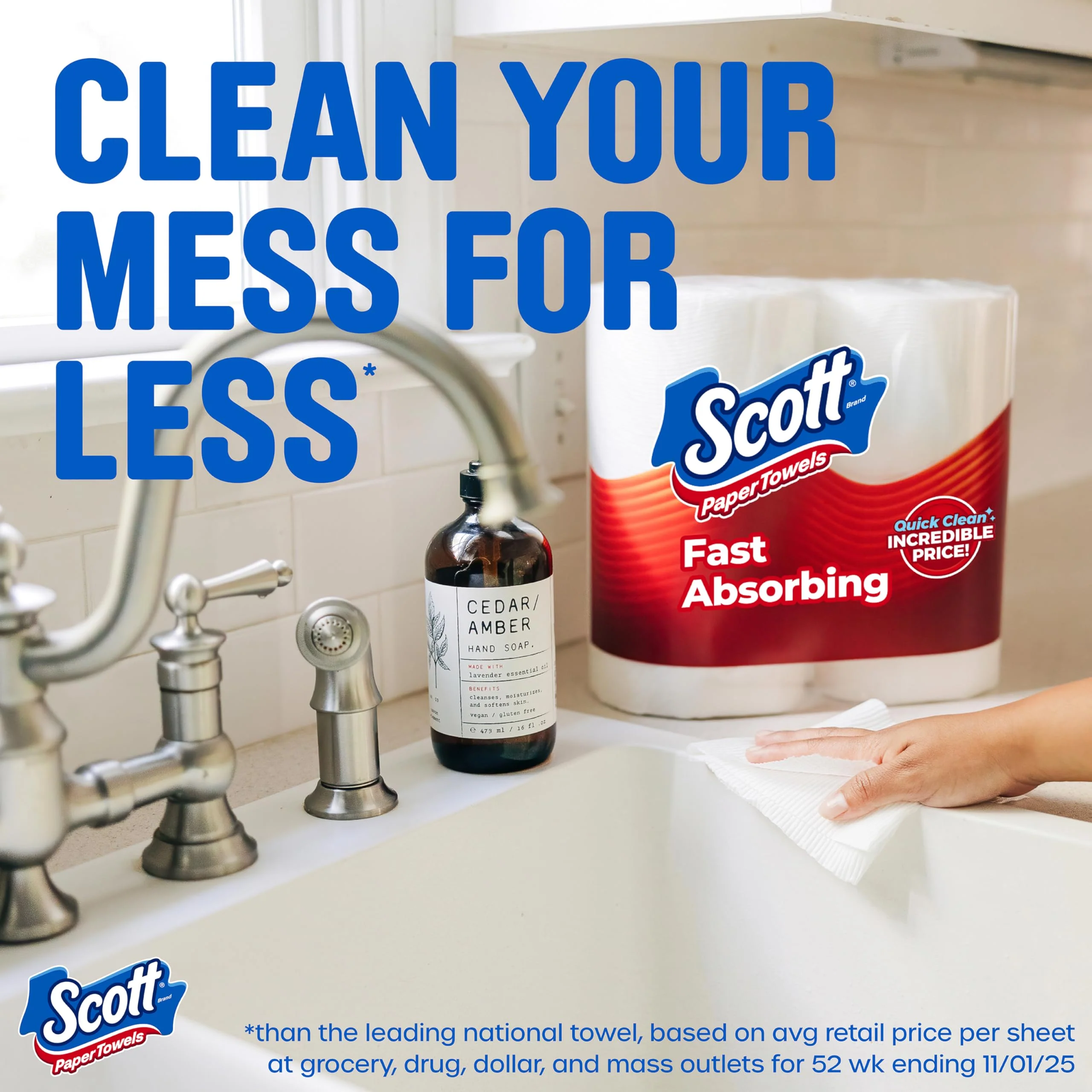 Scott Paper Towels, Choose-A-Sheet, 6 Double Rolls = 12 Regular Rolls (108 Sheets Per Roll) - Image 3