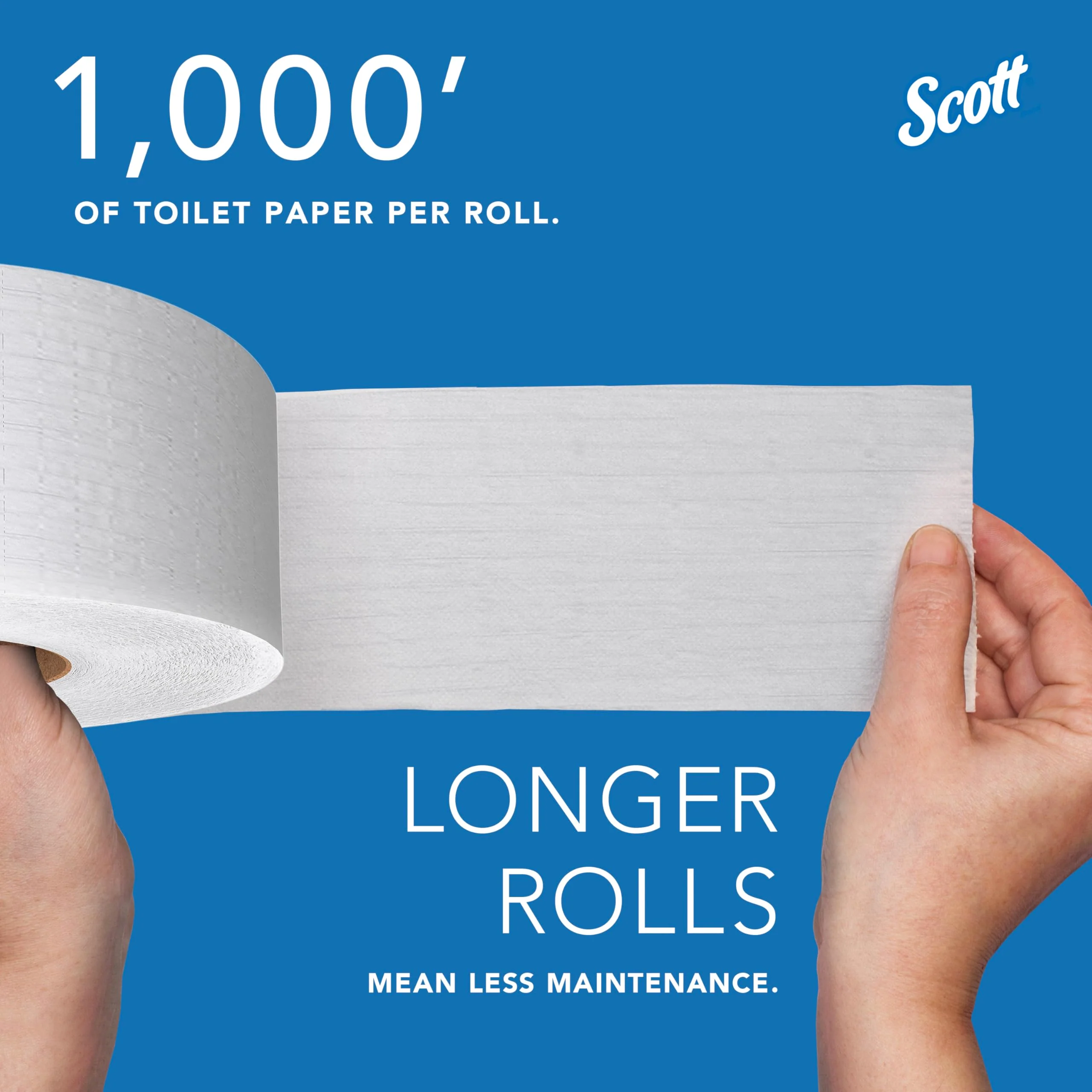 Scott Professional 100% Recycled Fiber High-Capacity Jumbo Roll Toilet Paper, Bulk (67805), 2-Ply, Septic Safe, White, Non-Perforated (12 Rolls at 1,000' Each, 12,000'/Case) - Image 6