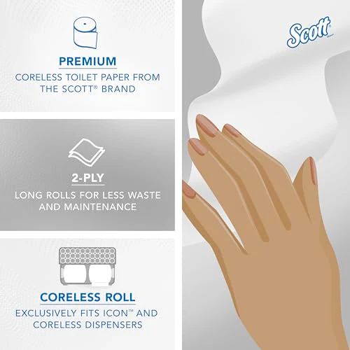 Scott Professional Essential Coreless High-Capacity Standard Roll Toilet Paper, Bulk (04007), 2-Ply, White (36 Rolls of 1,000 Sheets, 36,000 Sheet Total) - Image 4