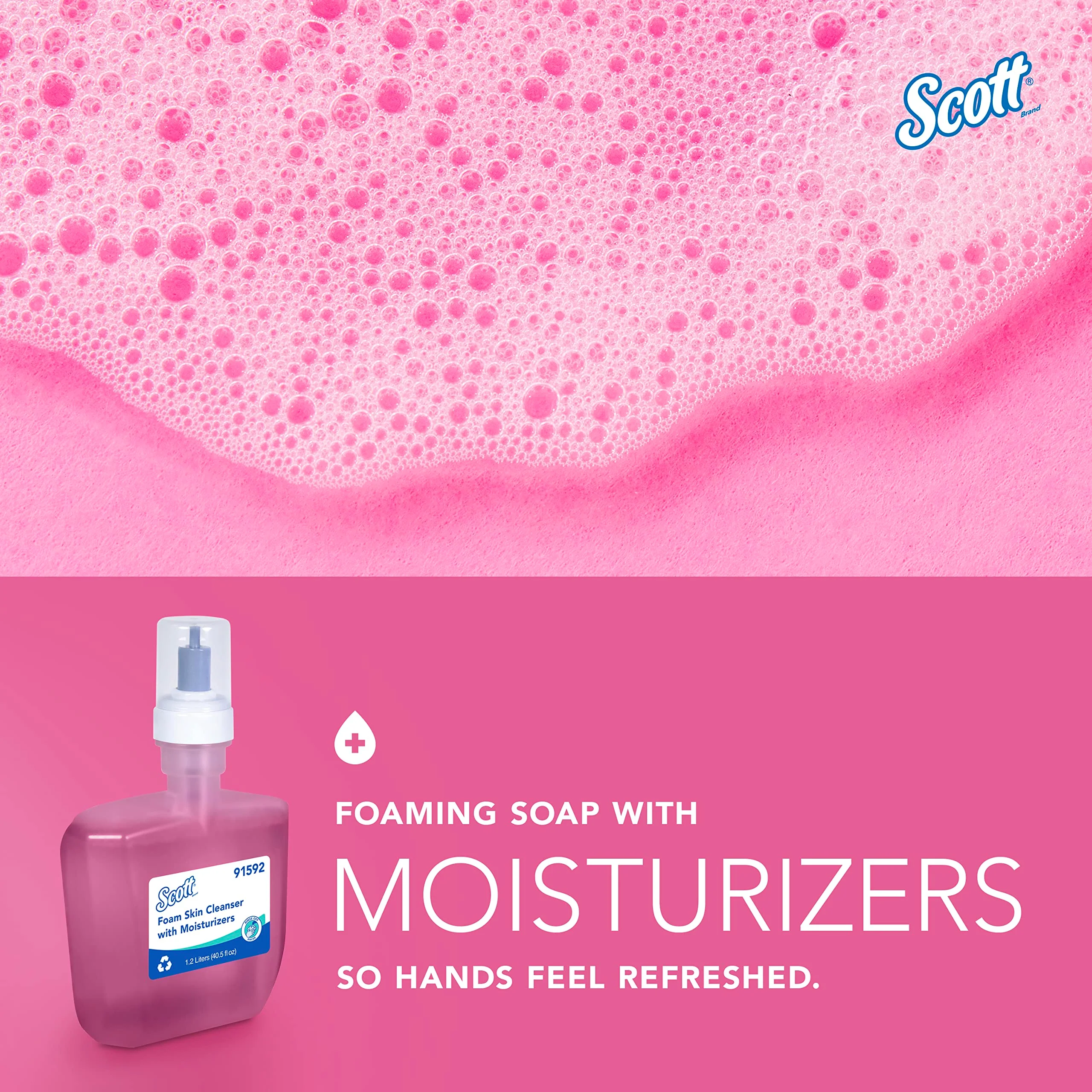 Scott Professional Foam Hand Soap with Moisturizers (91592), 1.2 L, Foaming, Pink, Floral Scent, Automatic Refills, for Kimberly-Clark Professional ICON Dispensers (2 Bottles) - Image 3