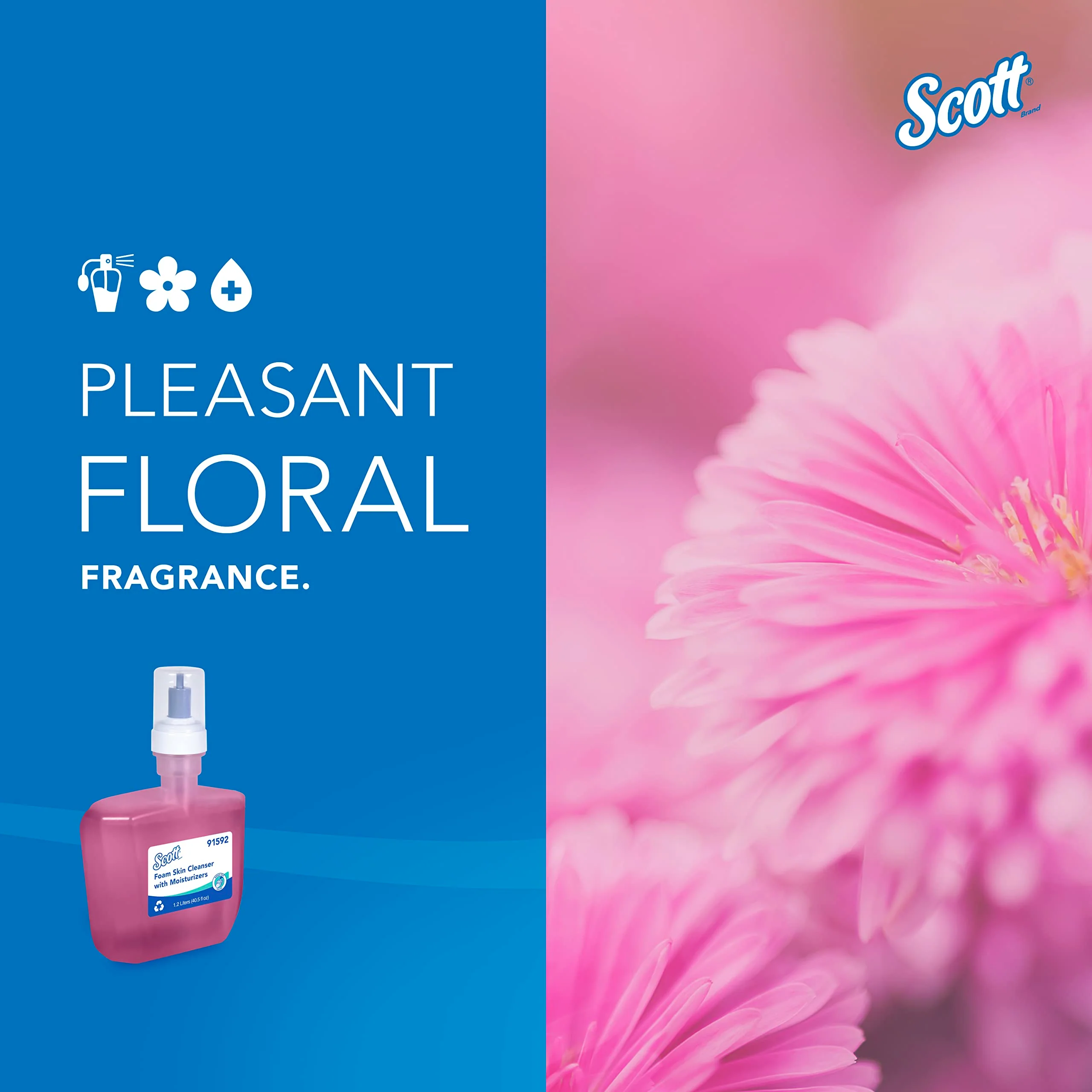 Scott Professional Foam Hand Soap with Moisturizers (91592), 1.2 L, Foaming, Pink, Floral Scent, Automatic Refills, for Kimberly-Clark Professional ICON Dispensers (2 Bottles) - Image 4