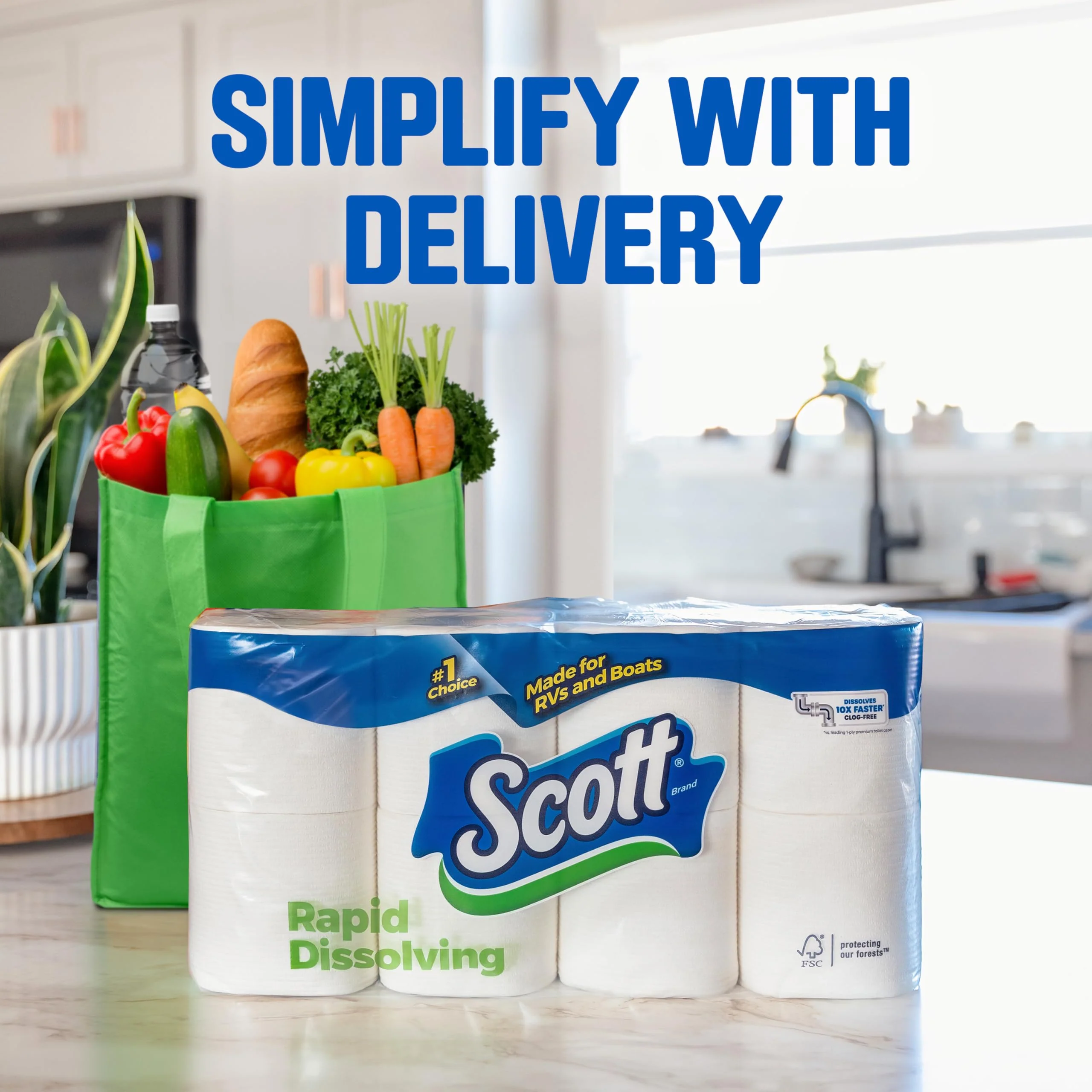 Scott Rapid-Dissolving Toilet Paper, 48 Double Rolls, Septic-Safe, Toilet Paper - Image 6