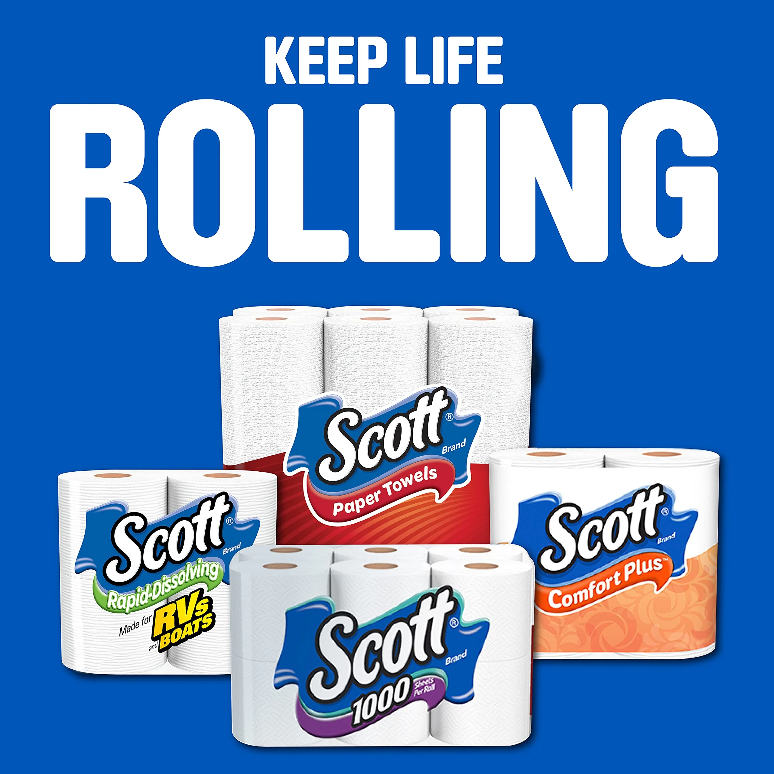 Scott Rapid-Dissolving Toilet Paper, Bath Tissue for RV & Boats , 4ct packs X 12= 48 rolls - Image 2