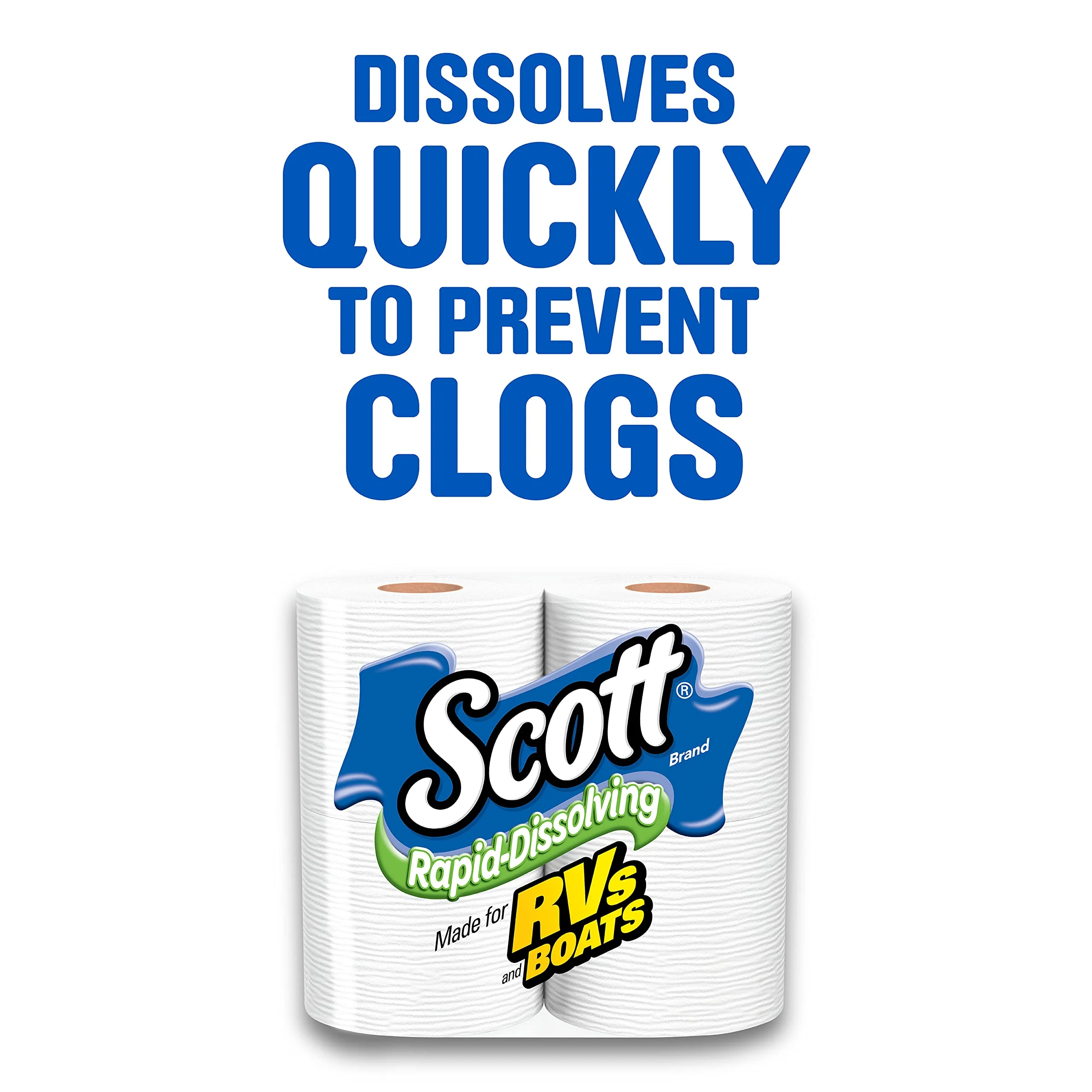 Scott Rapid-Dissolving Toilet Paper, Bath Tissue for RV & Boats , 4ct packs X 12= 48 rolls - Image 7