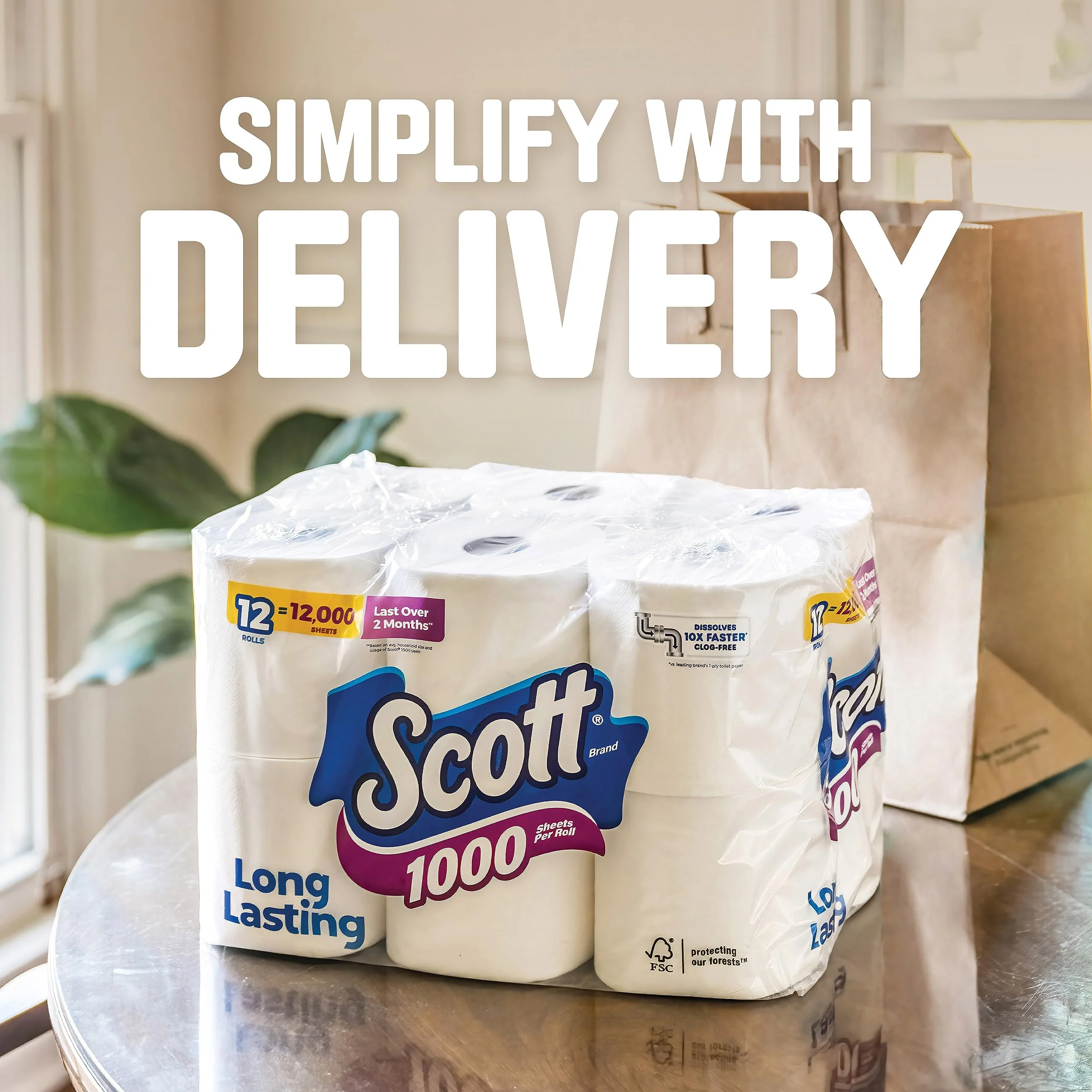 Scott Toilet Paper, 1-Ply, 8 Rolls | Septic-Safe | Pack of 2 - Image 2
