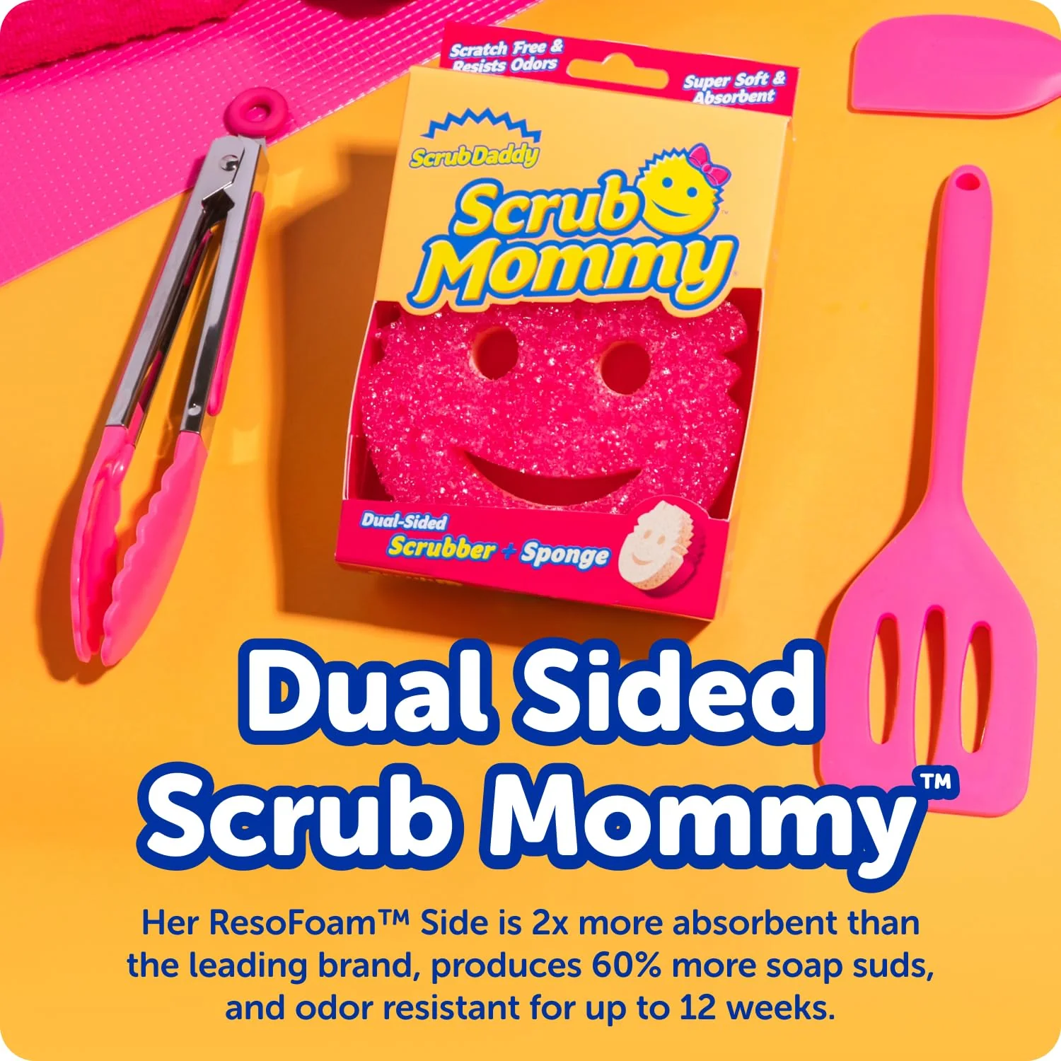 Scrub Daddy 4 Scrub Daddy Sponges & 4 Scrub Mommy Kitchen Sponges - Scratch-Free for Dishes & Multipurpose Cleaning - BPA Free & Made with Polymer Foam - Stain & Odor Resistant (8 Pack) - Image 2