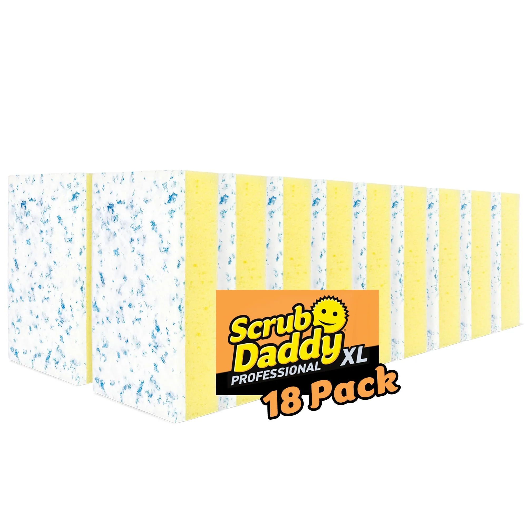 Scrub Daddy Eraser Daddy XL - Large Melamine Foam Sponges for Cleaning - Dual-Sided White Eraser Sponges for Wall Cleaning - Removes Dirt & Scuffs - Water-Activated (18 Count)