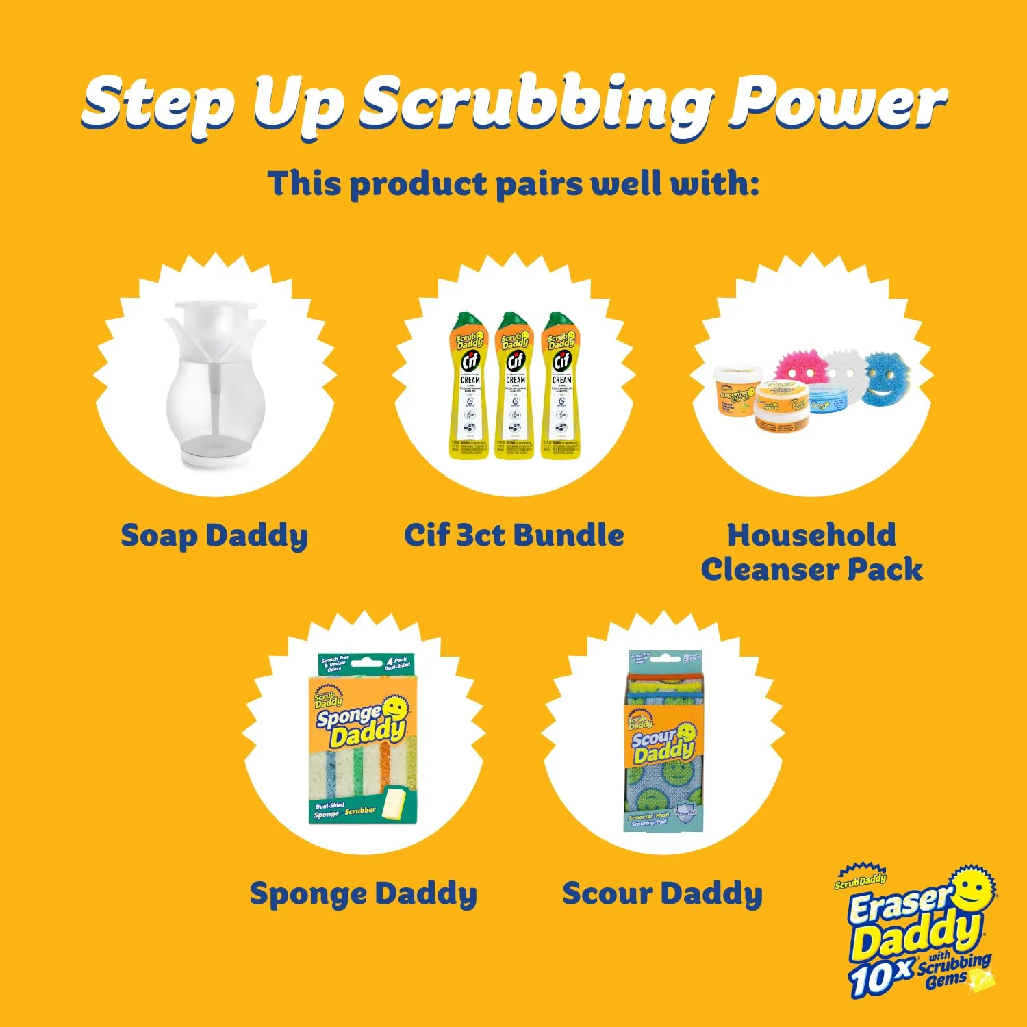 Scrub Daddy Eraser Daddy XL - Large Melamine Foam Sponges for Cleaning - Dual-Sided White Eraser Sponges for Wall Cleaning - Removes Dirt & Scuffs - Water-Activated (18 Count) - Image 2