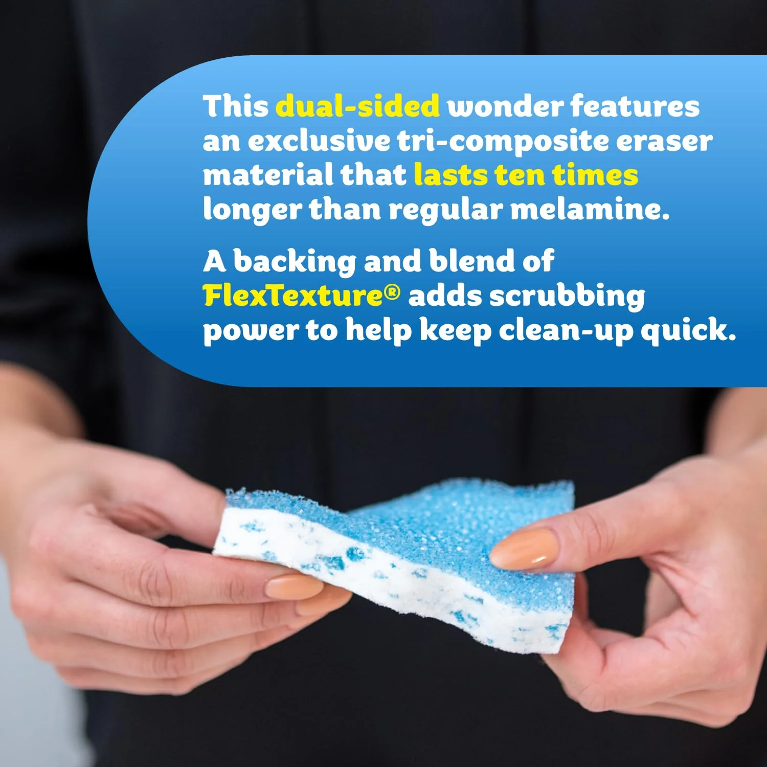 Scrub Daddy Eraser Daddy XL - Large Melamine Foam Sponges for Cleaning - Dual-Sided White Eraser Sponges for Wall Cleaning - Removes Dirt & Scuffs - Water-Activated (18 Count) - Image 4