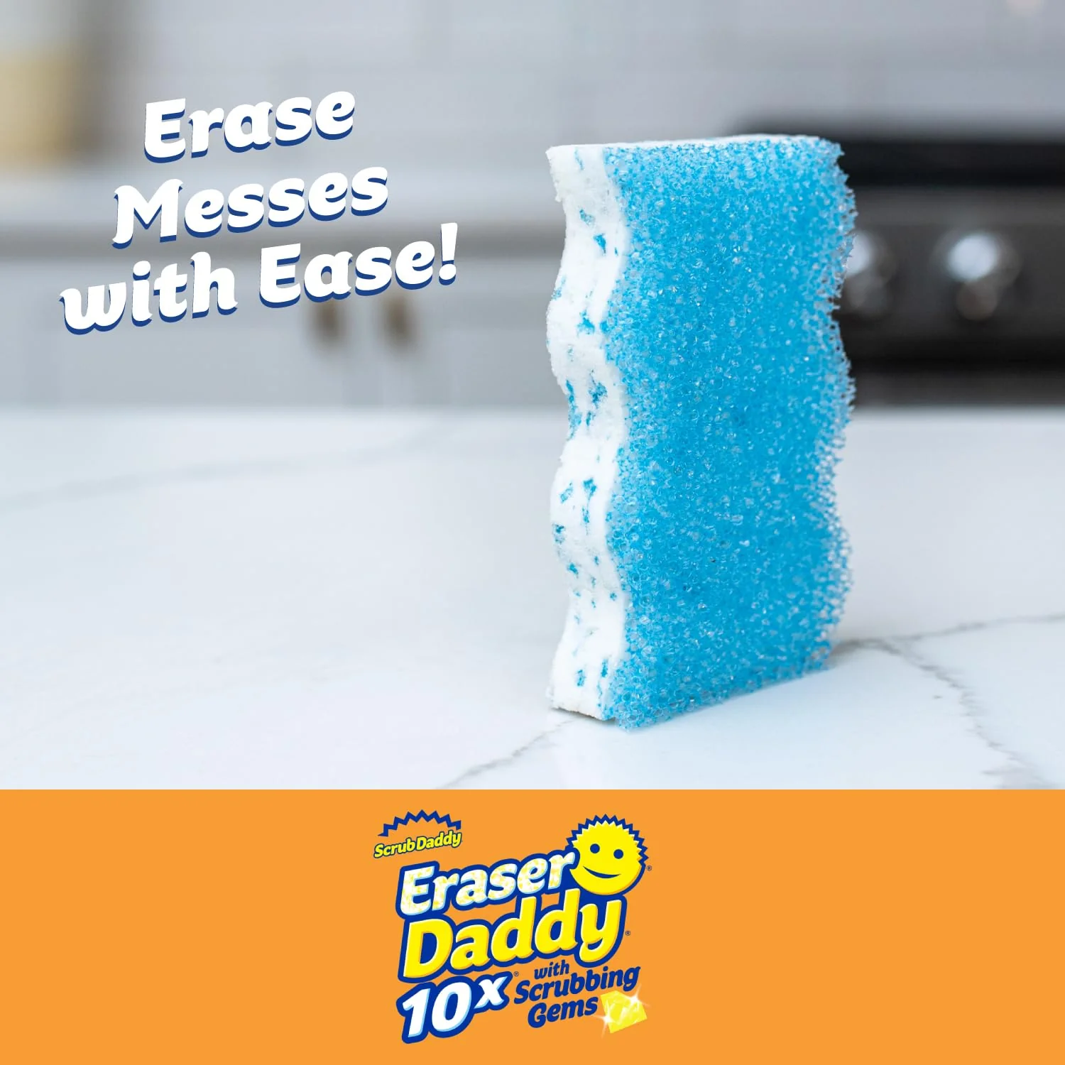Scrub Daddy Eraser Daddy XL - Large Melamine Foam Sponges for Cleaning - Dual-Sided White Eraser Sponges for Wall Cleaning - Removes Dirt & Scuffs - Water-Activated (18 Count) - Image 5