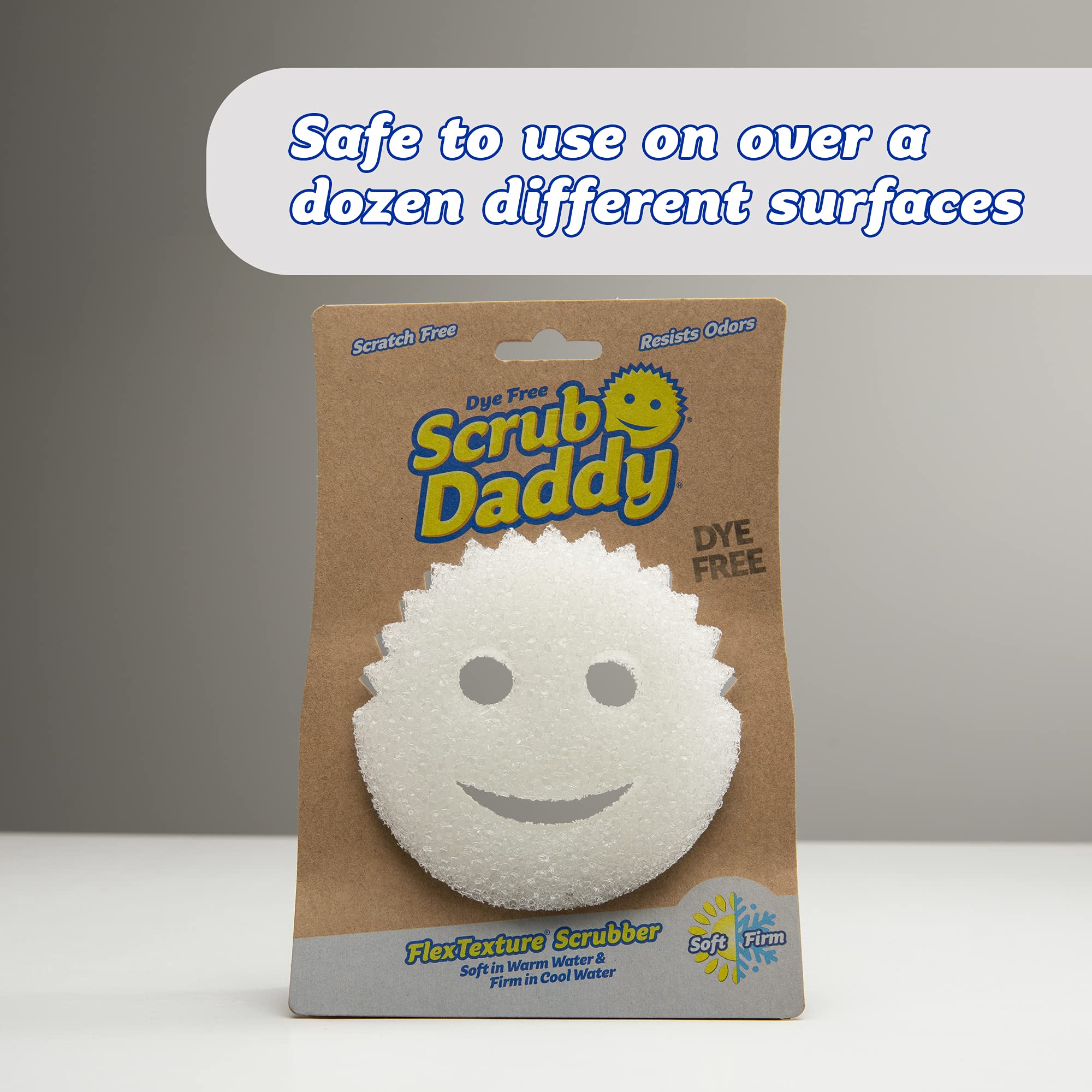 Scrub Daddy Sponge - Dye Free - Scratch-Free Scrubber for Dishes and Home, Odor Resistant, Soft in Warm Water, Firm in Cold, Deep Cleaning, Dishwasher Safe, Multi-use, 1ct (2 Pack) - Image 4