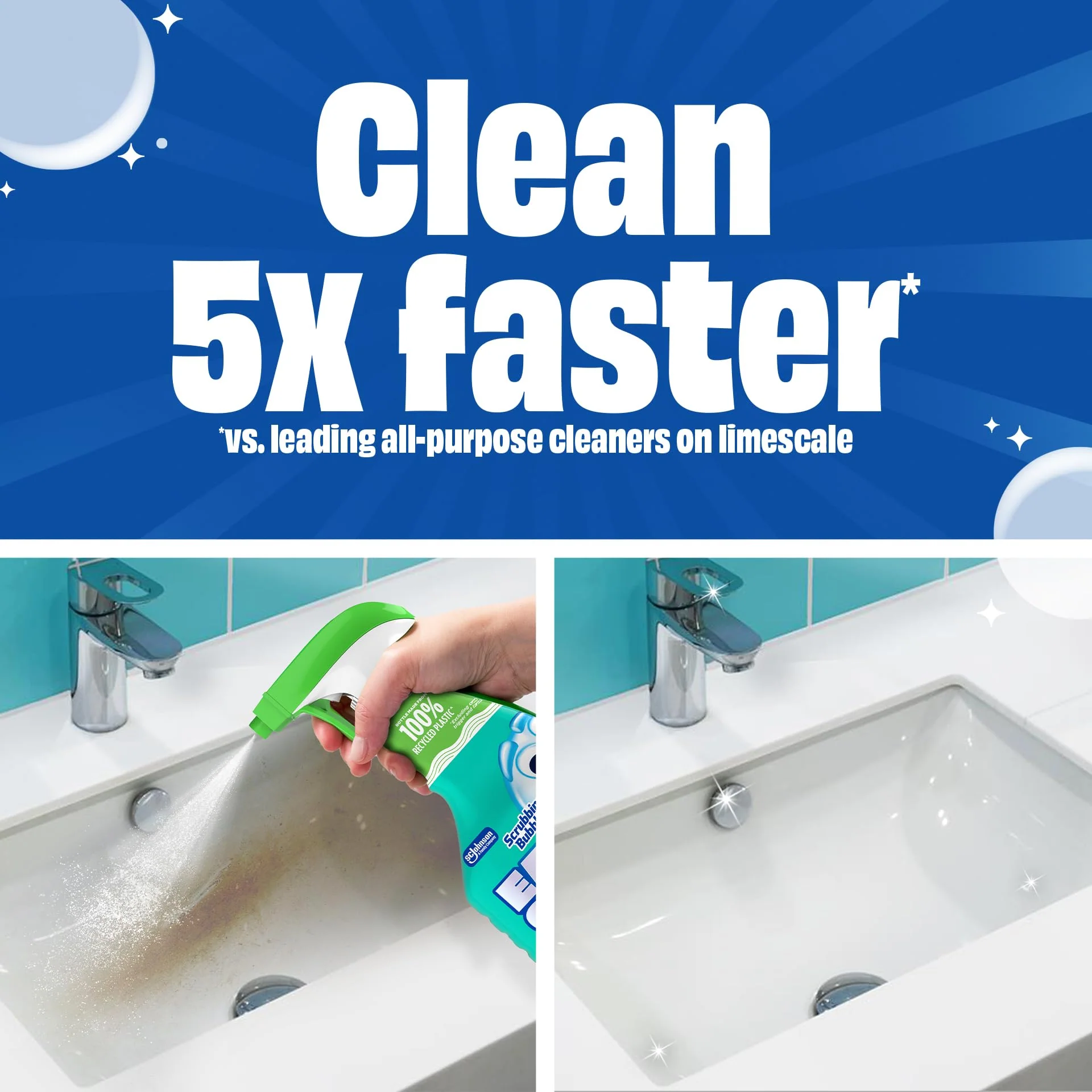 Scrubbing Bubbles Easy Clean Foaming Bleach-Free Bathroom All Purpose Cleaner, Fast-Acting Foam Cleans Limescale, Dirt and Grime on Showers, Sinks, Toilets, Tiles, Counters, & More, 32oz Spray - Image 2