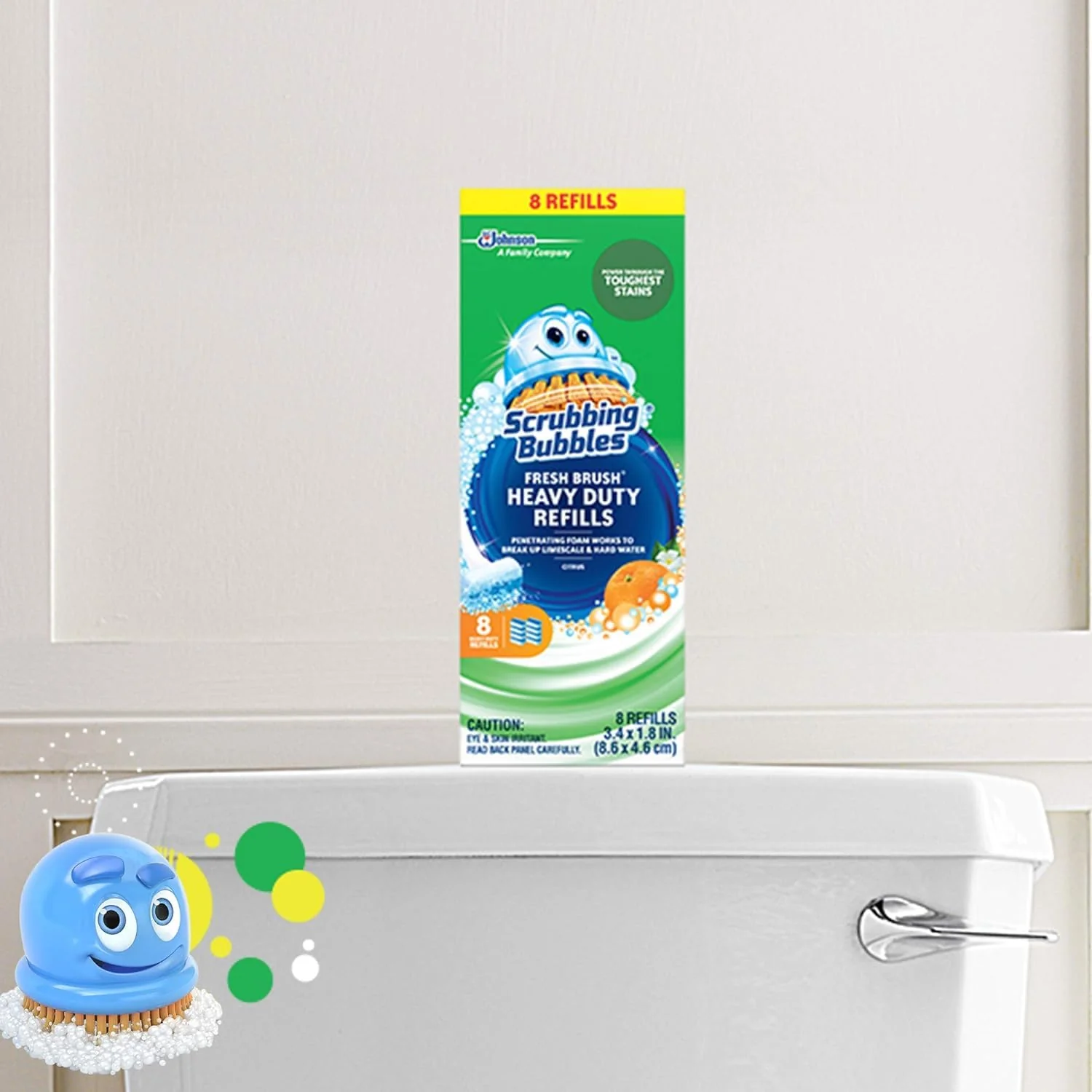 Scrubbing Bubbles Flushable Toilet Wand Refills, Fresh Brush Heavy Duty Toilet Cleaner Refill Pads, Cleans Limescale & Fights Odors, Citrus Scent, 8 Count, Pack of 2 - Image 2