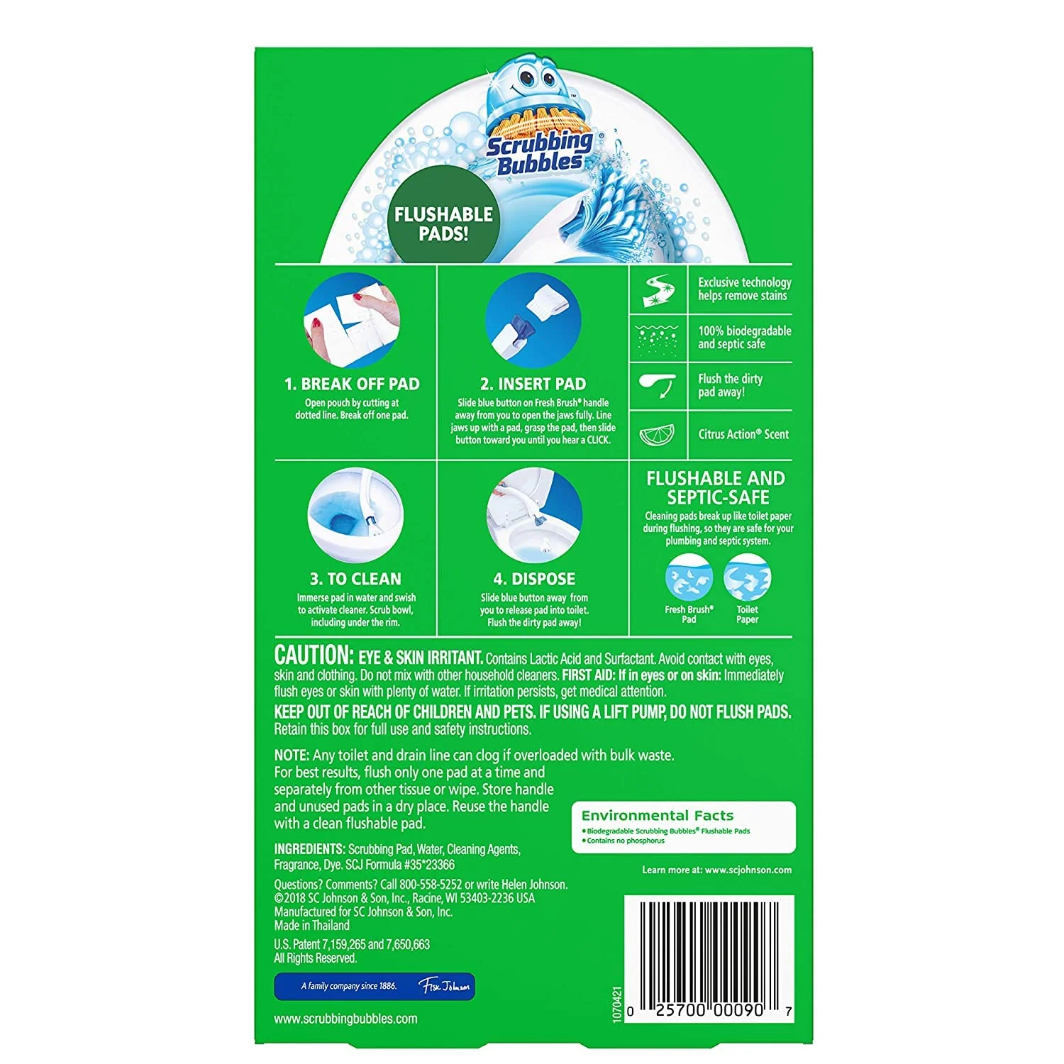 Scrubbing Bubbles Flushable Toilet Wand Refills, Fresh Brush Toilet Cleaner Refill Pads, Cleans Limescale & Fights Odors, Citrus Scent, 10 Count, Pack of 4 - Image 2