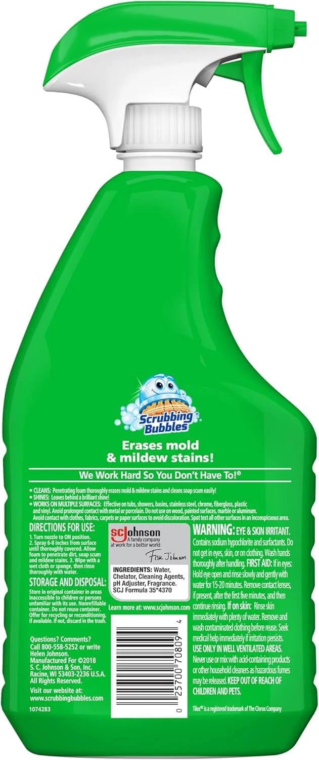 Scrubbing Bubbles Foaming Bleach Bathroom and Shower Cleaner Disinfectant Spray, Helps Erase Mold & Mildew, 32oz - Image 7