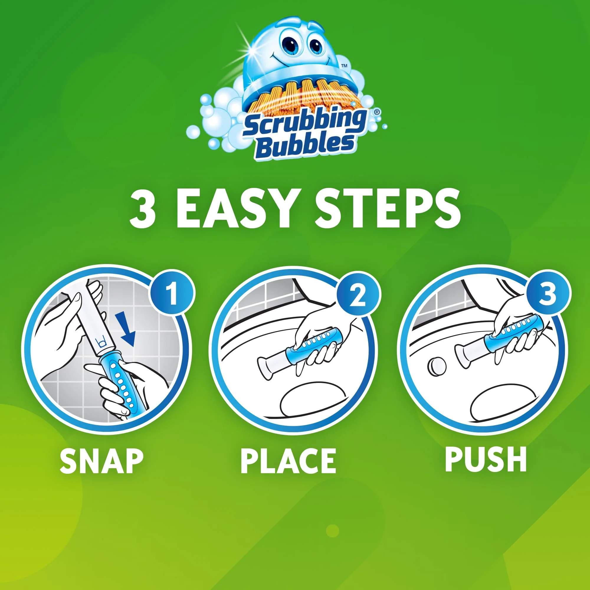 Scrubbing Bubbles Fresh Gel Toilet Bowl Cleaning Stamps, Helps Keep Toilet Clean and Helps Prevent Limescale & Rings, Rainshower Scent, 1 Dispenser with 24 Fresh Gel Stamps - Image 6