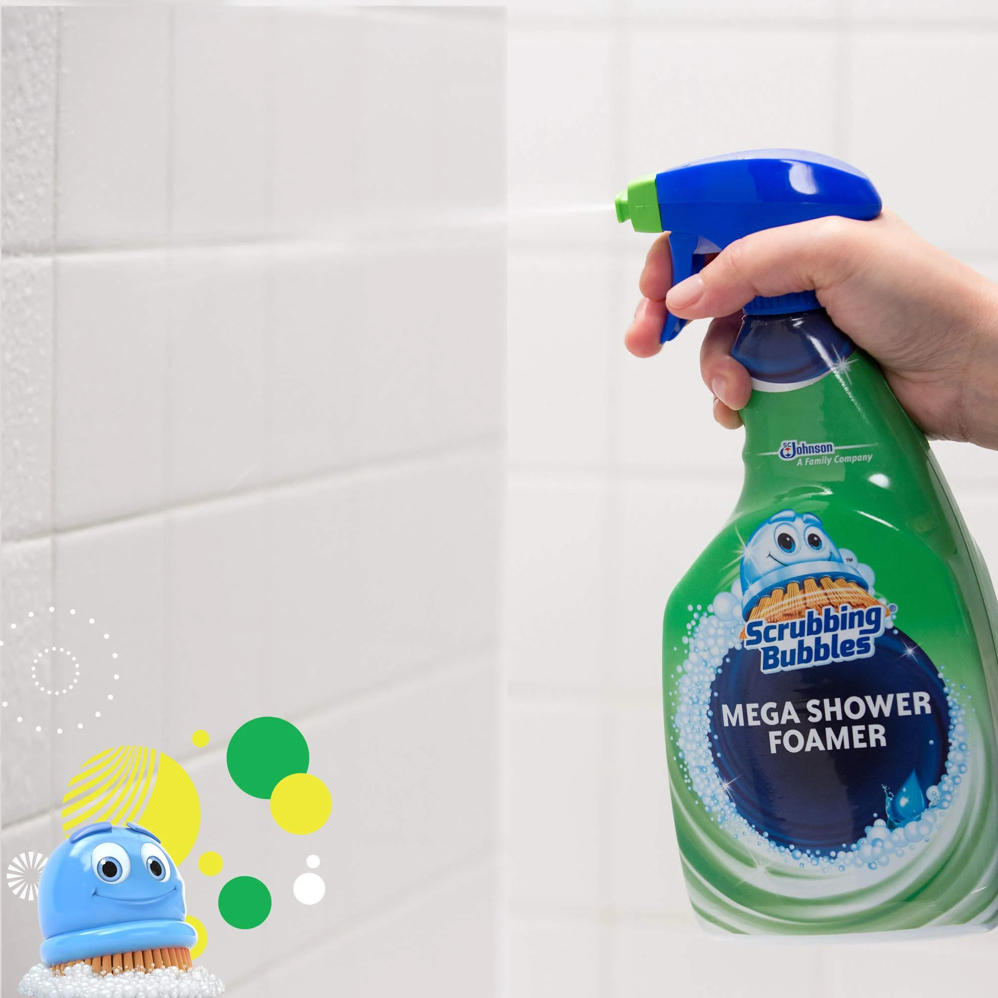 Scrubbing Bubbles Mega Bathroom and Shower Cleaner Spray, Foaming Action Removes Limescale and Soap Scum, Rainshower Scent, 32oz - Image 5