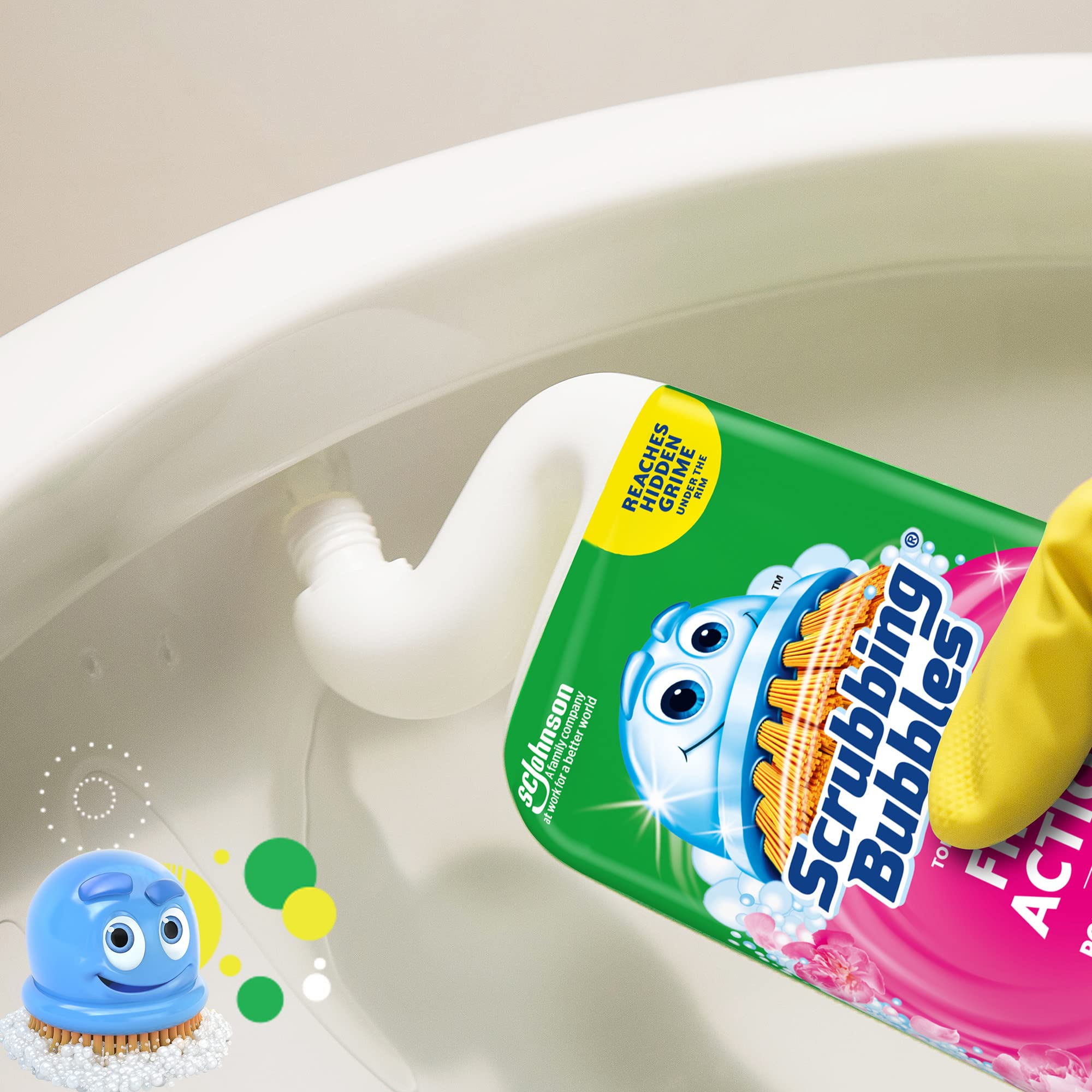 Scrubbing Bubbles Toilet Bowl Cleaning Gel, Non-Bleach Bathroom Cleaner, Gets Rid of Limescale and Hard Water + Rust Stains, Floral Fusion Scent, 24oz - Image 2