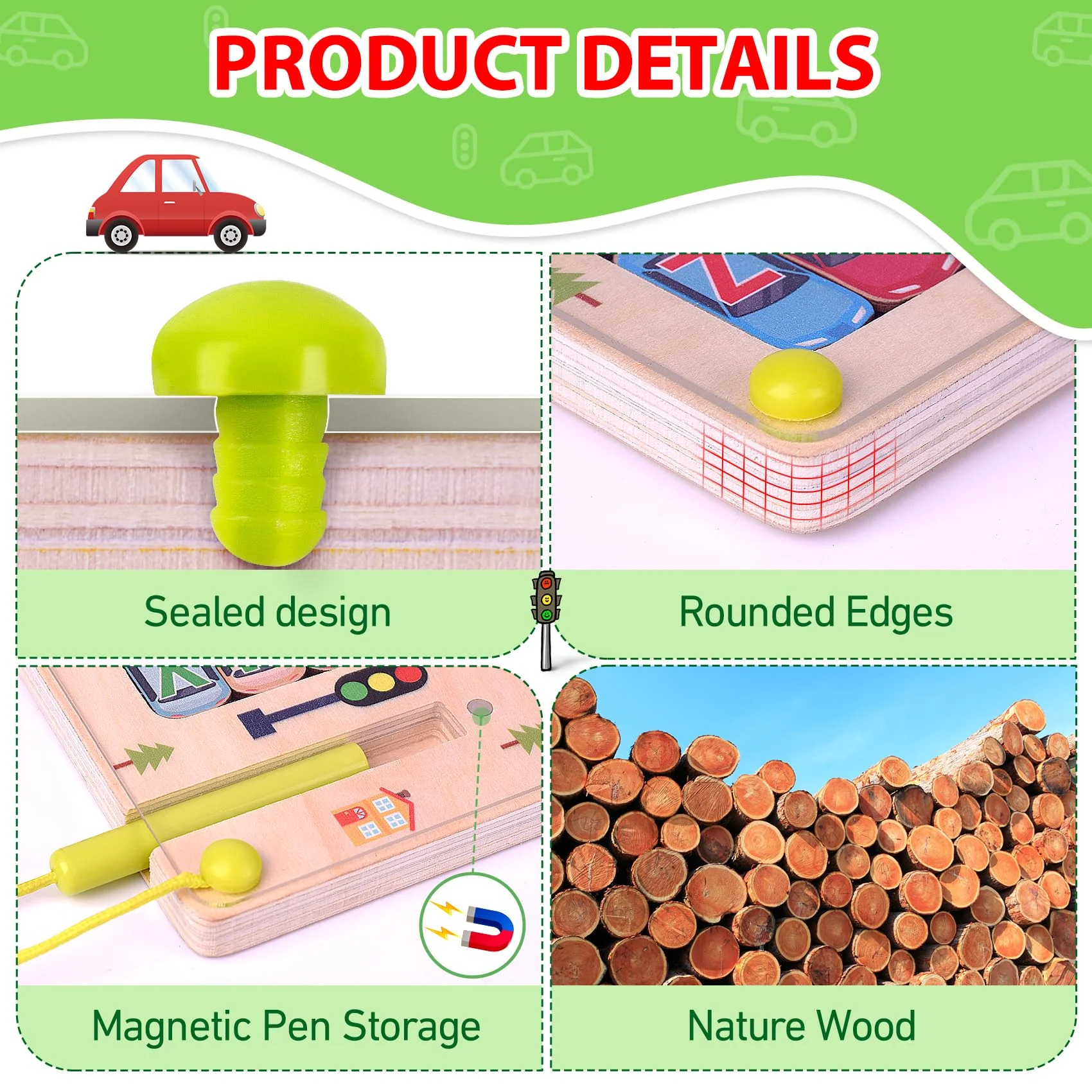 Scuwtocn Wooden Magnetic Alphabet Maze Letter Puzzle, Montessori Fine Motor Skills Toys for Boys Girls 3 4 5 Years Old, ABC Learning Toys for Kids Age 3+, Christmas, Birthday Present - Image 3