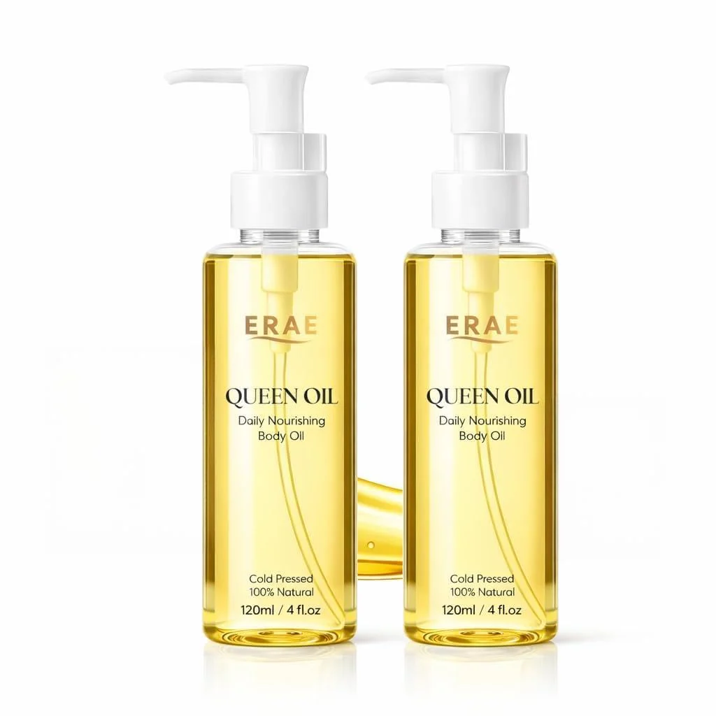 SDUQULK ERAE Queen Oil, Cold-Pressed Botanical Body Oil, Lightweight Daily Hydrating & Moisturizing Oil for Arms, Tummy & Thighs, Deeply Nourishing, 2 Pack (120 ml / 4 fl oz Each) (2 PCS)