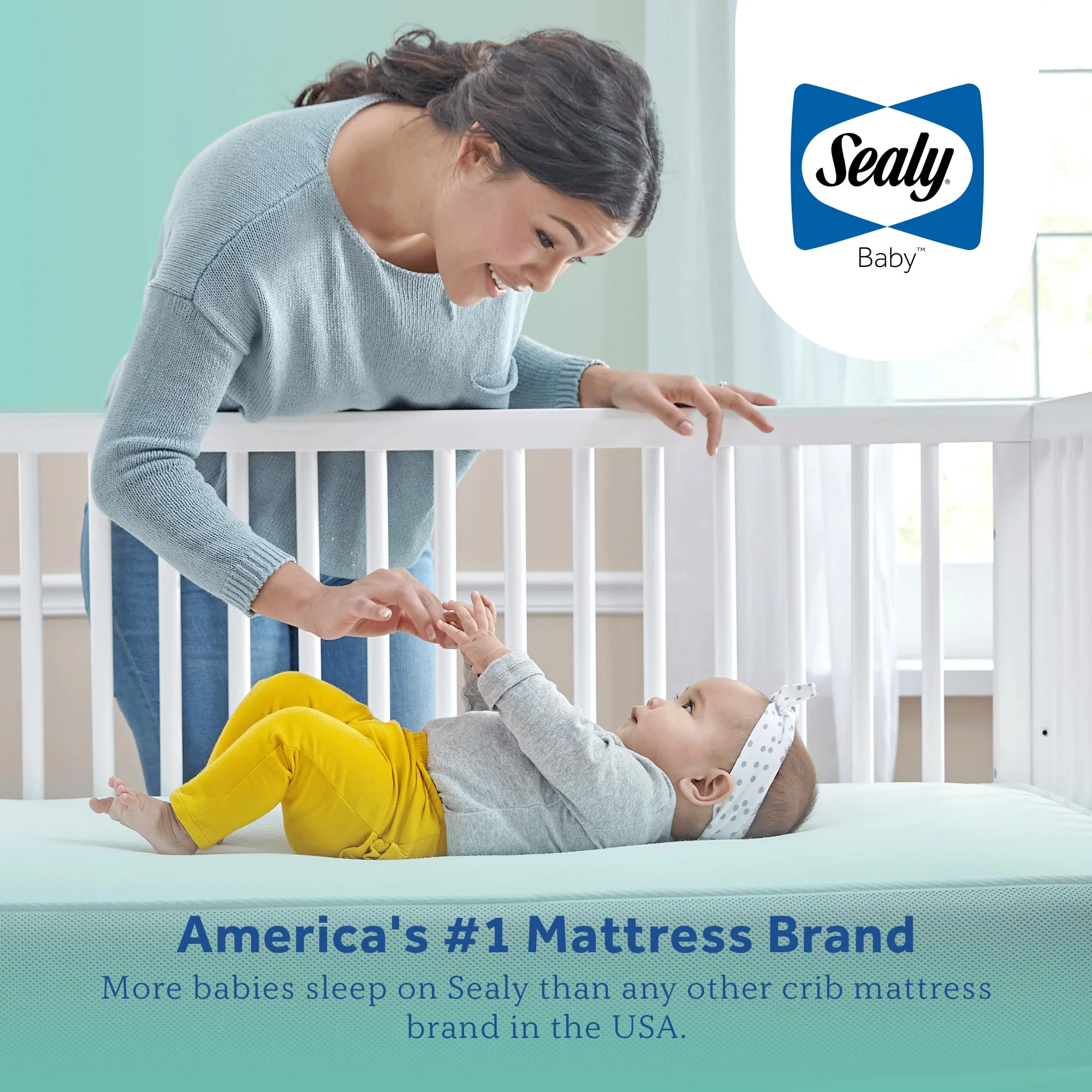 Sealy Baby Perfect Rest Waterproof Crib Mattress plus Toddler Bed Fit, Premium 150 Extra Firm Coils, Non Toxic, Airy Cushioning, GREENGUARD Gold Certified, Safety & Quality Tested, Made in USA, 52X28"
