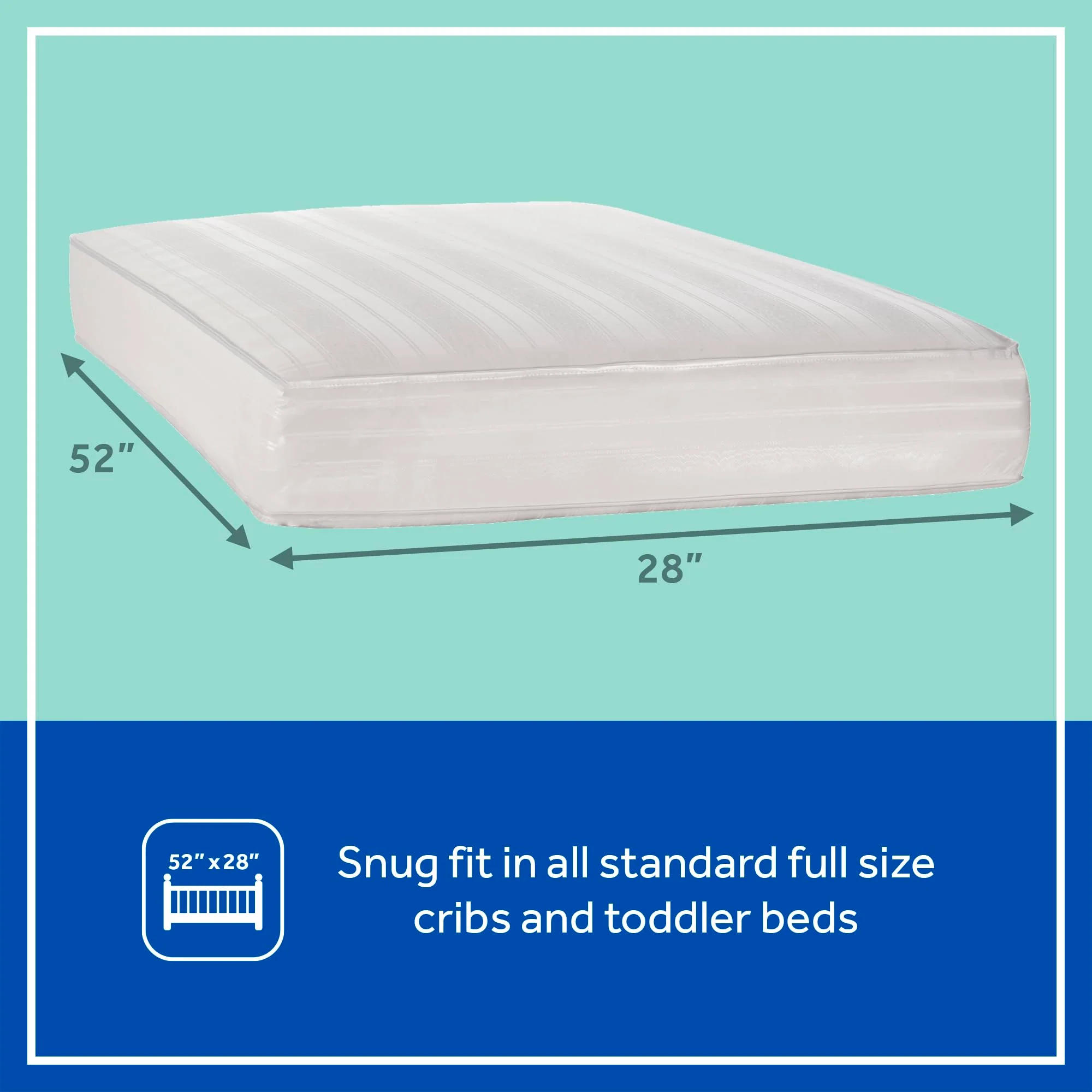 Sealy Baby Perfect Rest Waterproof Crib Mattress plus Toddler Bed Fit, Premium 150 Extra Firm Coils, Non Toxic, Airy Cushioning, GREENGUARD Gold Certified, Safety & Quality Tested, Made in USA, 52X28" - Image 7