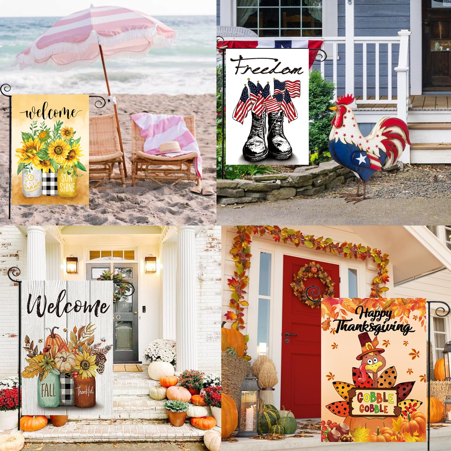 Seasonal Garden Flags Set of 12 Double Sided 12 x 18 Inch Yard Flags, Small Garden Flags for Outside, Fall Winter Halloween Christmas Outdoor Flags, Holiday Flags for All Seasons - Image 3