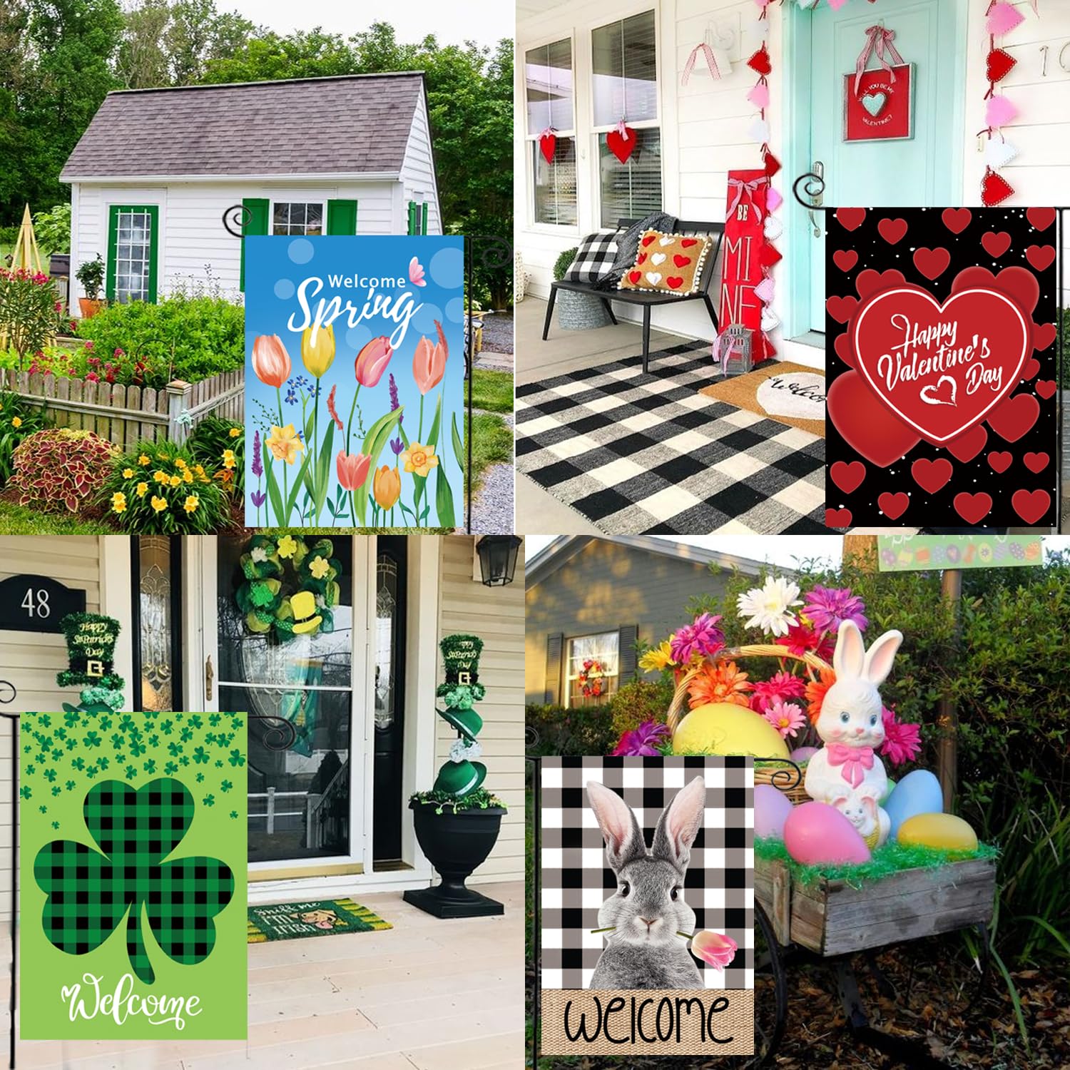 Seasonal Garden Flags Set of 12 Double Sided 12 x 18 Inch Yard Flags, Small Garden Flags for Outside, Fall Winter Halloween Christmas Outdoor Flags, Holiday Flags for All Seasons - Image 4