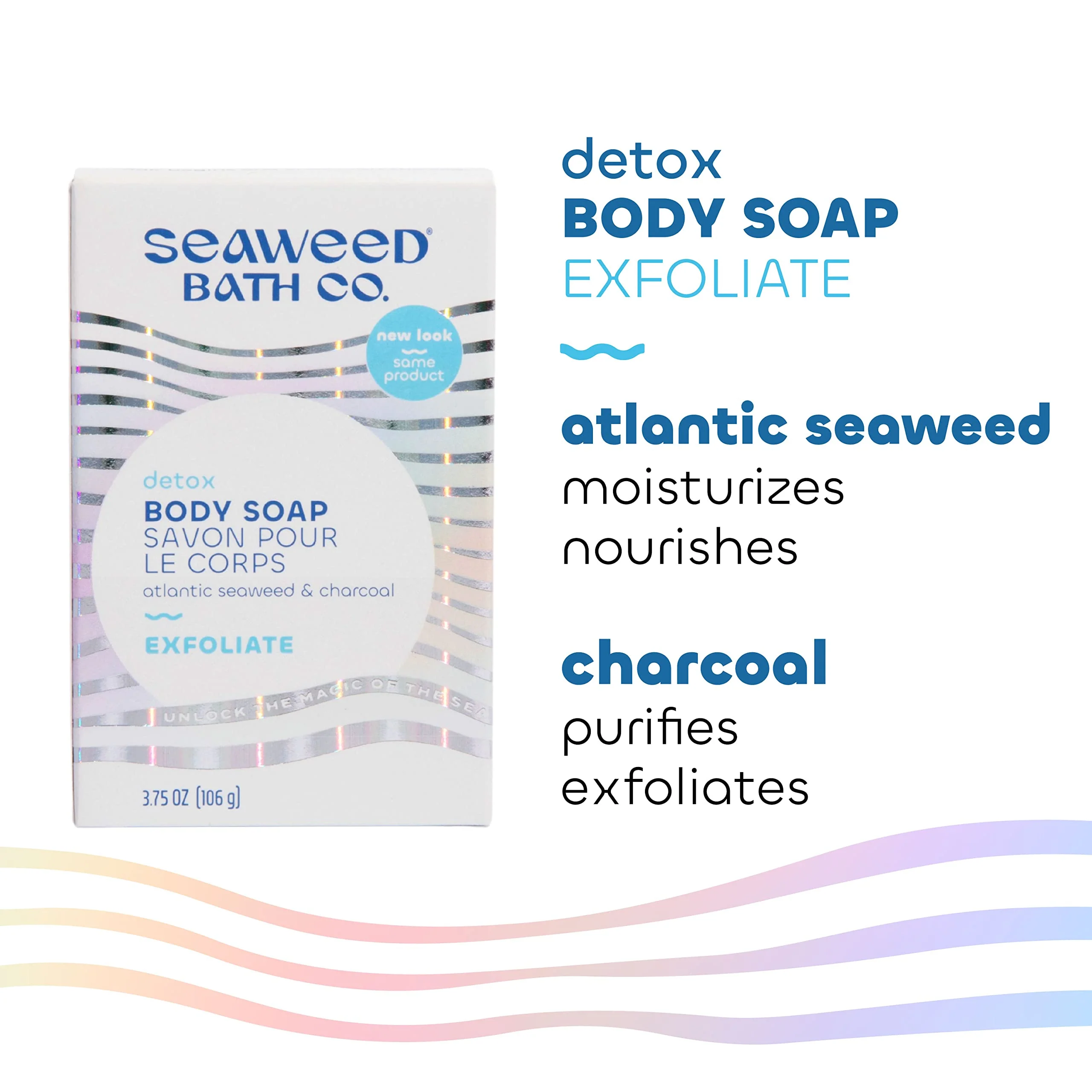 Seaweed Bath Co. Exfoliate Detox Body Soap, 3.75 Ounce (Pack of 3), Sustainably Harvested Seaweed, Charcoal - Image 4