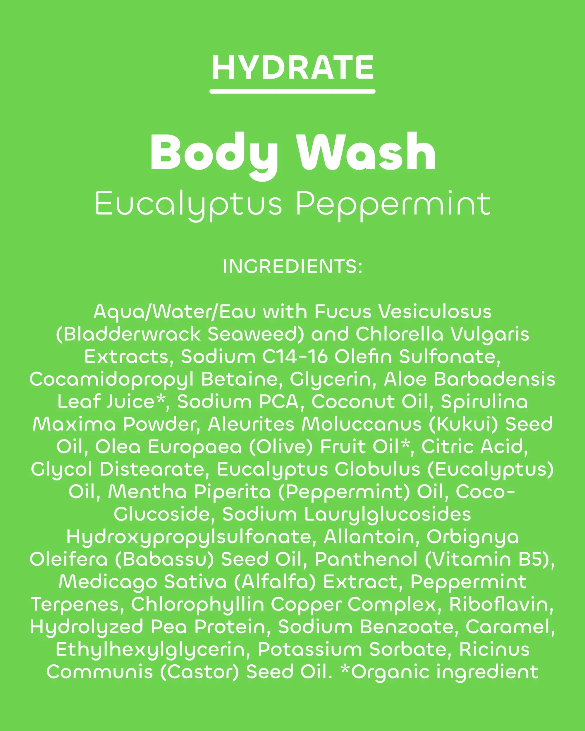 Seaweed Bath Co. Hydrate Body Wash - Eucalyptus Peppermint - Hydrating Lathering Cleanser with Nourishing Natural Ingredients - Vegan, Paraben and Sulfate Free Shower Gel - 12 oz (Pack of 2) - Image 2