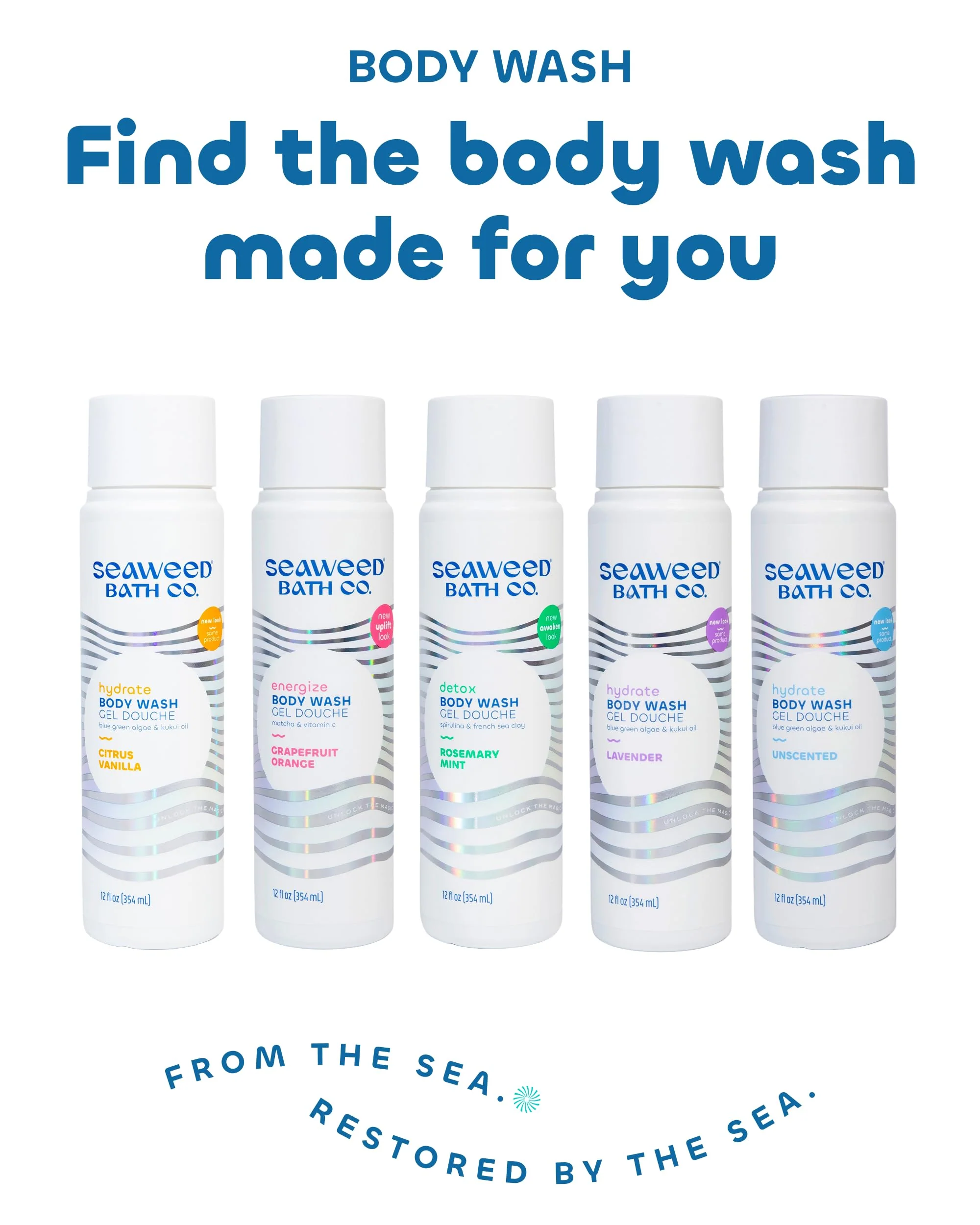 Seaweed Bath Co. Hydrate Body Wash - Eucalyptus Peppermint - Hydrating Lathering Cleanser with Nourishing Natural Ingredients - Vegan, Paraben and Sulfate Free Shower Gel - 12 oz (Pack of 2) - Image 3