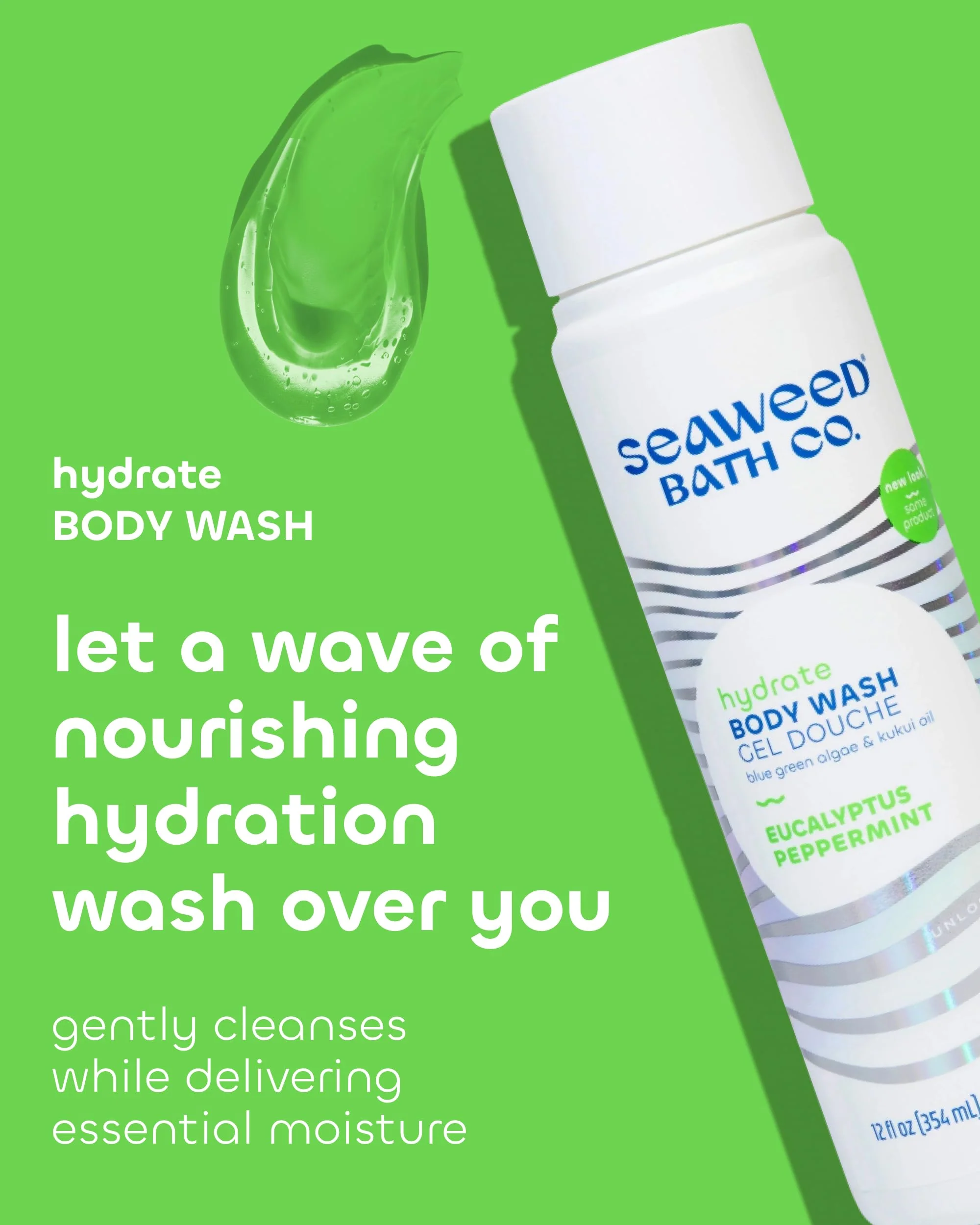 Seaweed Bath Co. Hydrate Body Wash - Eucalyptus Peppermint - Hydrating Lathering Cleanser with Nourishing Natural Ingredients - Vegan, Paraben and Sulfate Free Shower Gel - 12 oz (Pack of 2) - Image 8