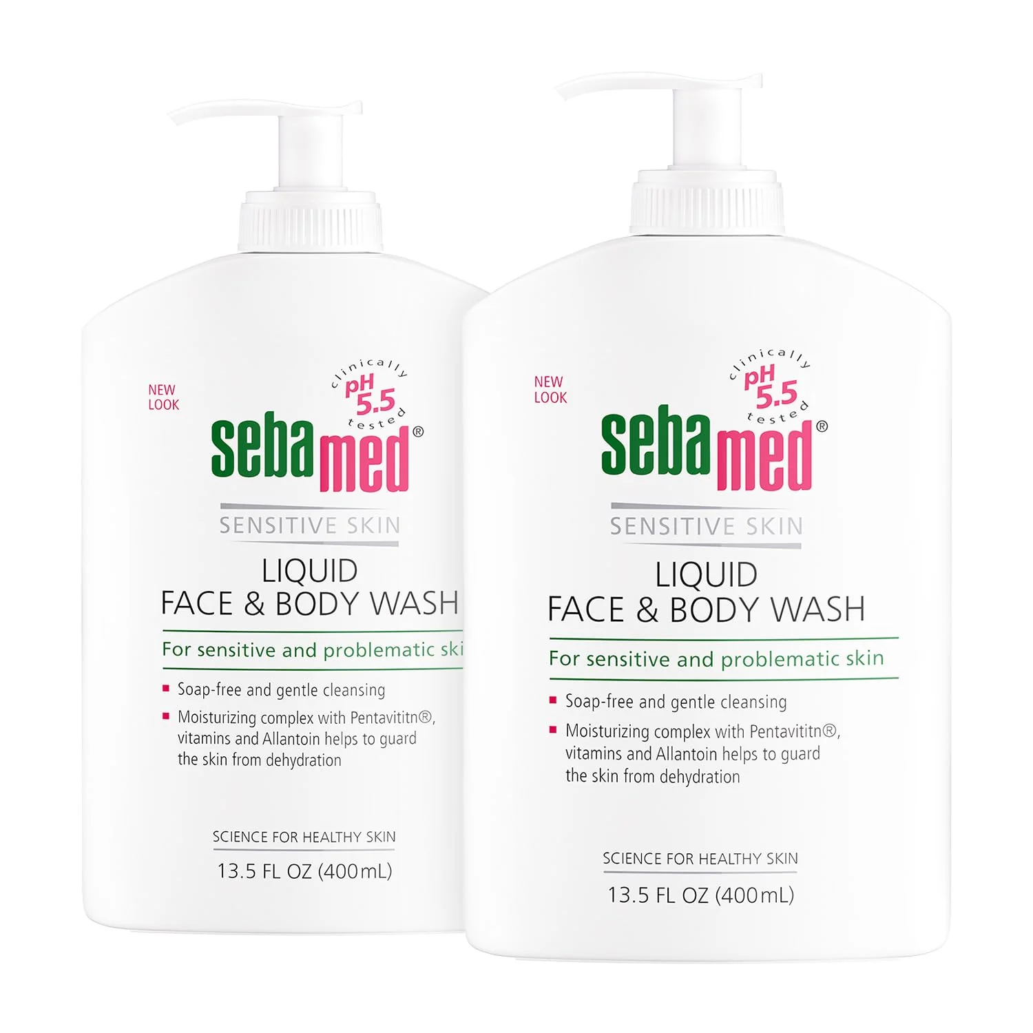 SEBAMED Liquid Face & Body Wash with Pump, 400ml, 2 Pack