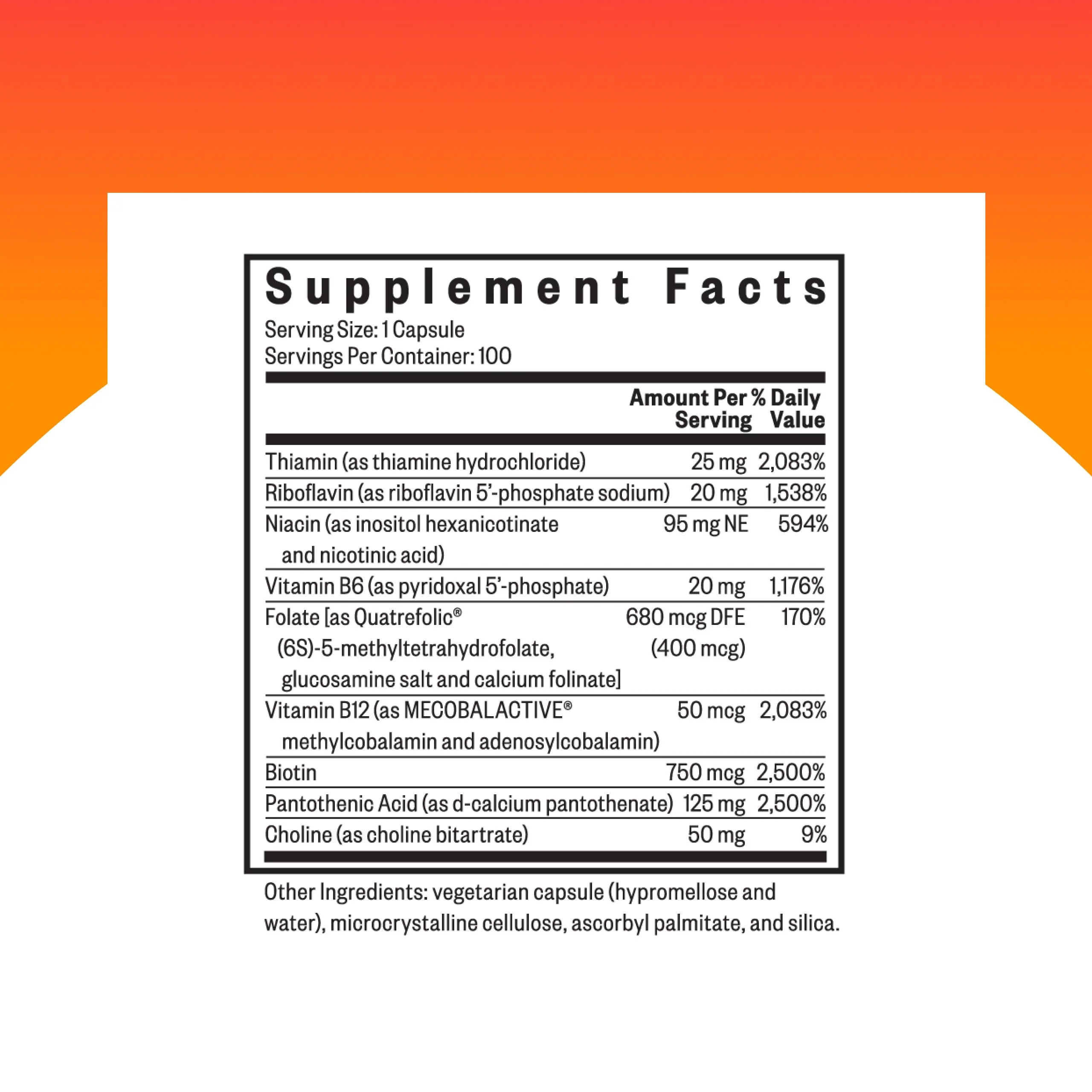 Seeking Health B Complex Plus - Vitamin B Complex Supplement with Choline & Riboflavin - Supports Brain Health, Digestion, & Energy - 100 Capsules - Image 8