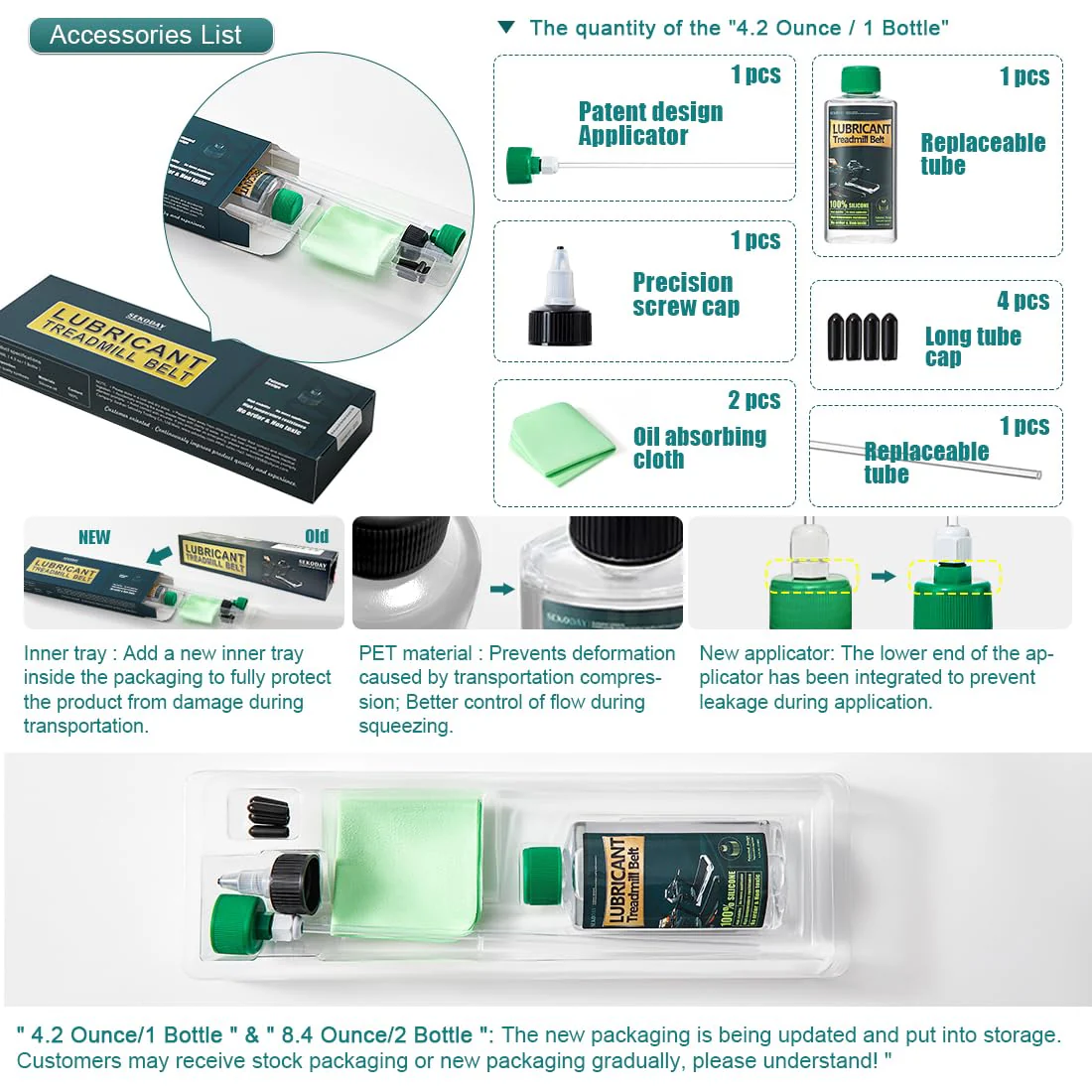 SEKODAY Silicone Treadnmill Belt Lubricants/Lubes | 4.2 Ounce, High Temperature Resistant and Stable Lubricant,with Hard Application Tubes and Precision Screw Caps for Easy Use - Image 5