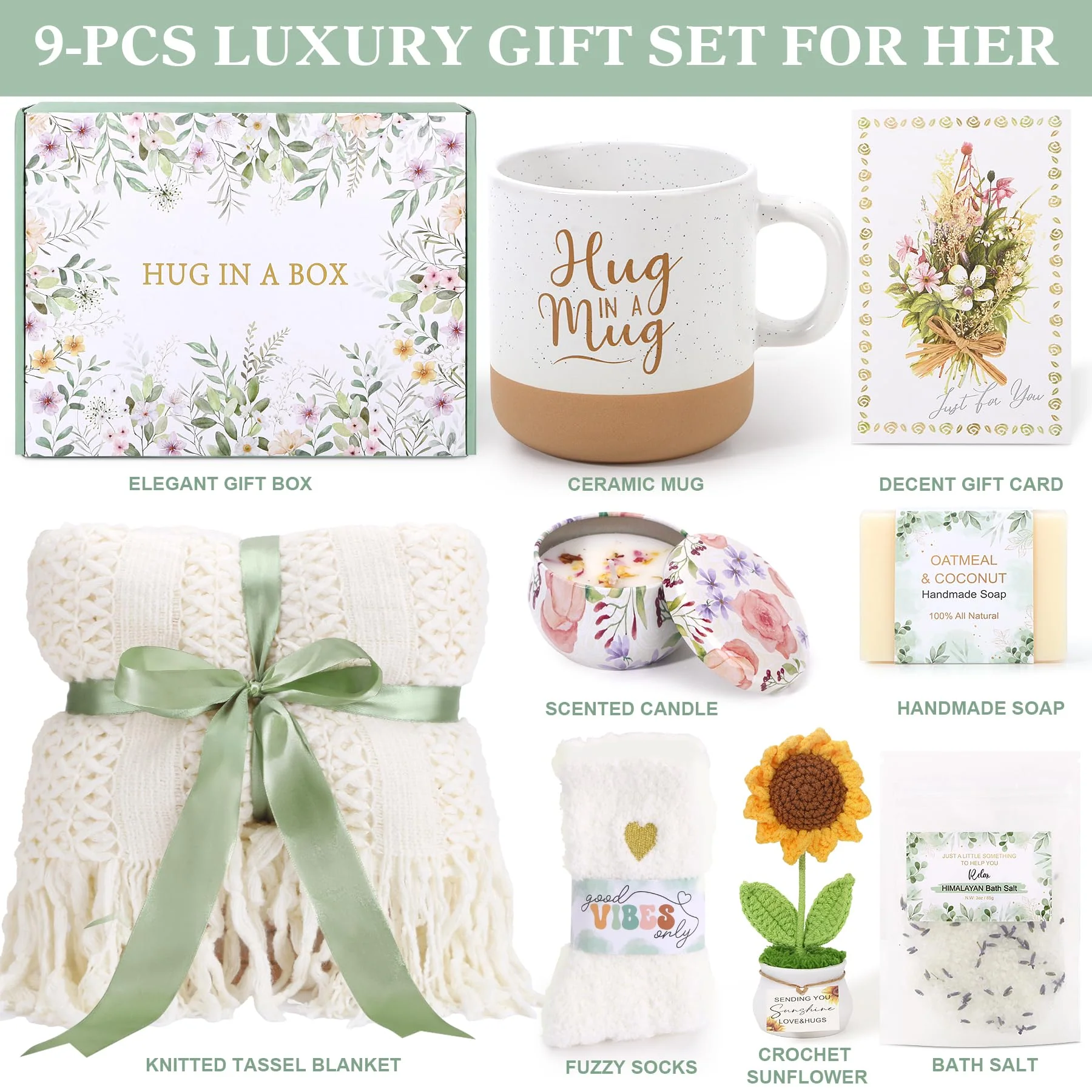 Self Care Gifts for Women Birthday Care Package Spa Kit, Get Well Soon Gift Baskets for Women, Inspirational Sunflower Mothers Day Gifts for Mom Her Wife Sisters Grandma, Thinking of You Sympathy Gift - Image 7
