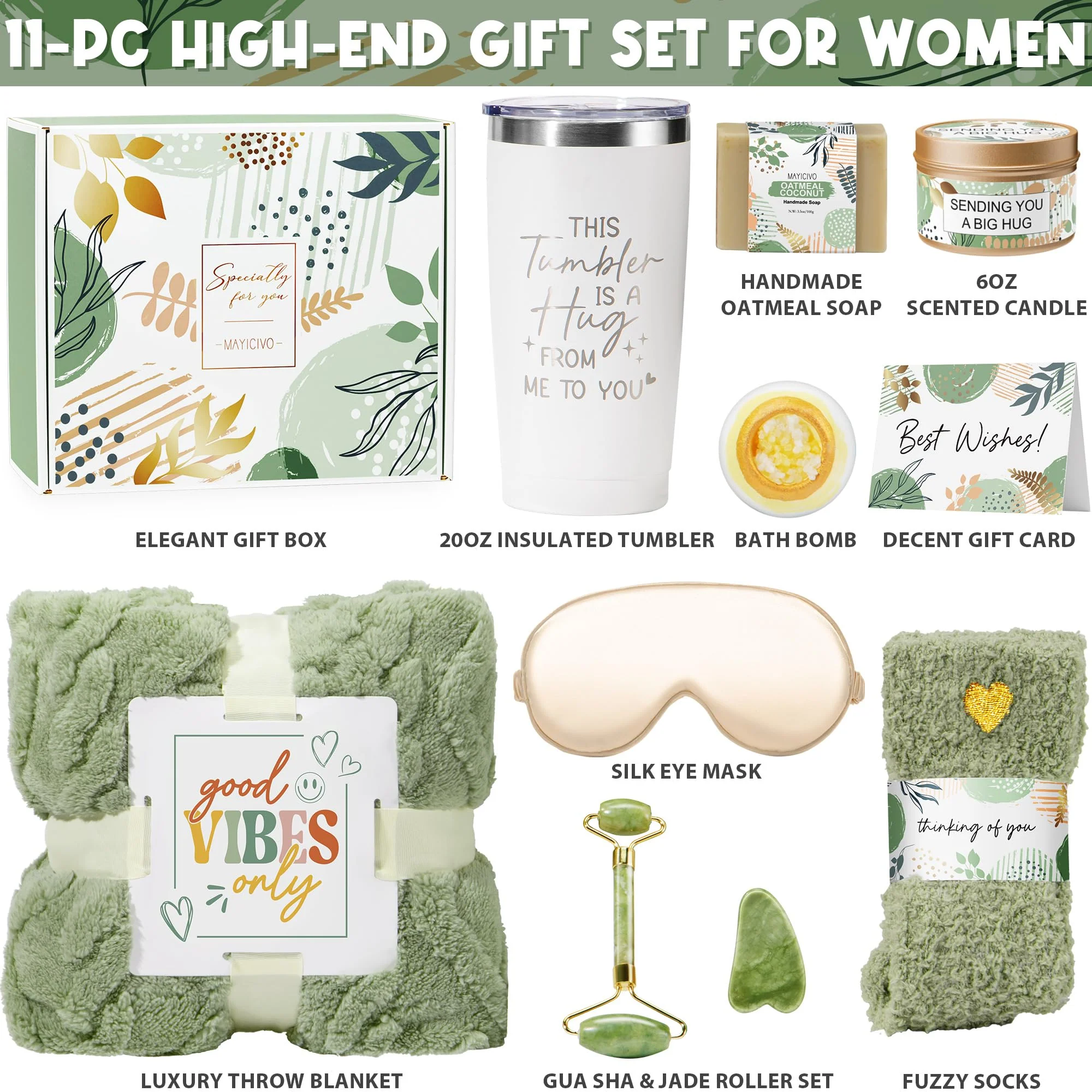 Self Care Gifts for Women Get Well Soon Gifts Basket, Birthday Gifts for Women Care Package Relaxing Spa Gifts Thinking of You Gifts w/ Blanket, Unique Christmas Gifts for Mom Her Friend Sister Wife - Image 8