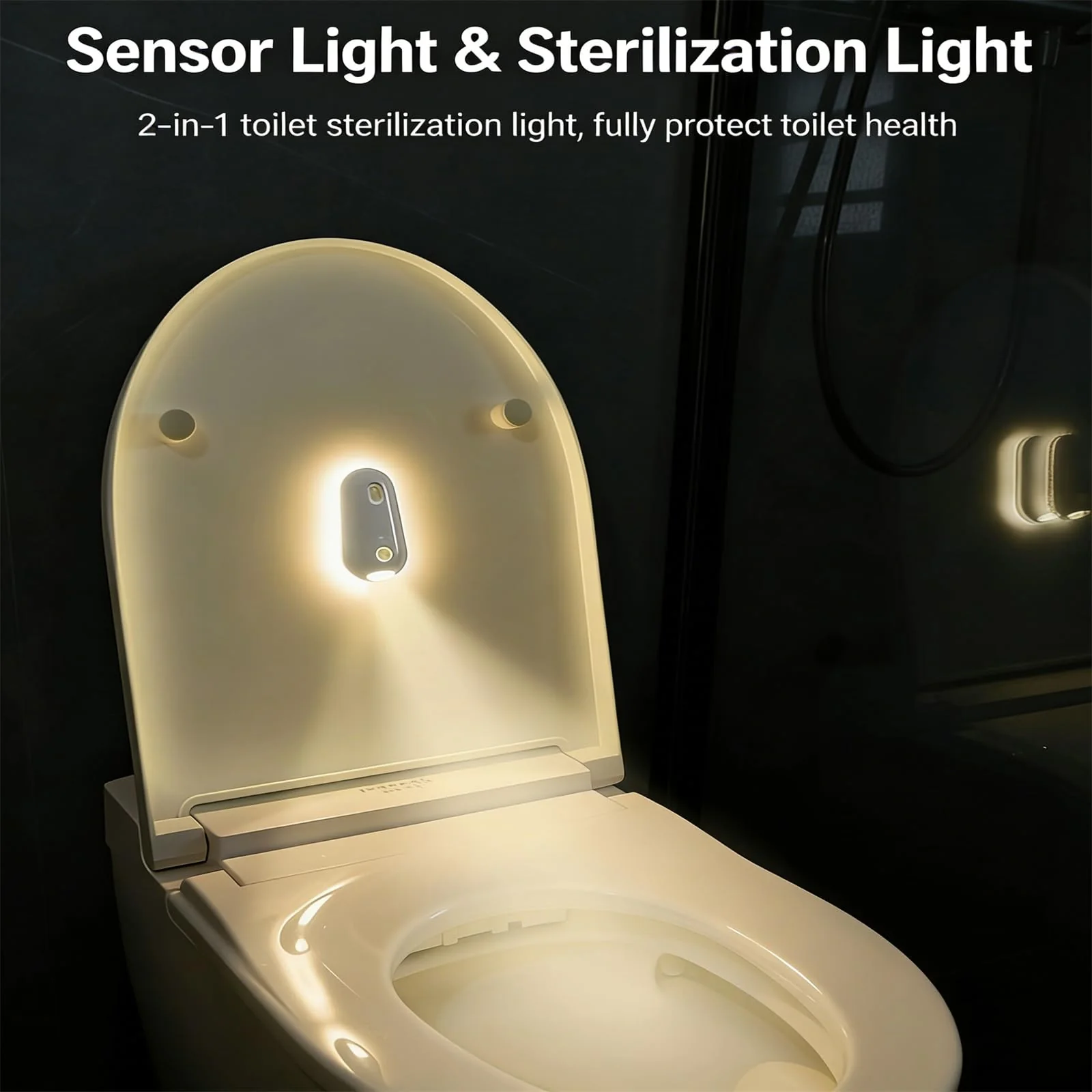 Self Cleaning UV Toilet Sanitizer Light, Motion-Activated, Rechargeable, Night Light, Adhesive-Mounted for Shared Bathrooms, For Elderly & Pet - Image 4