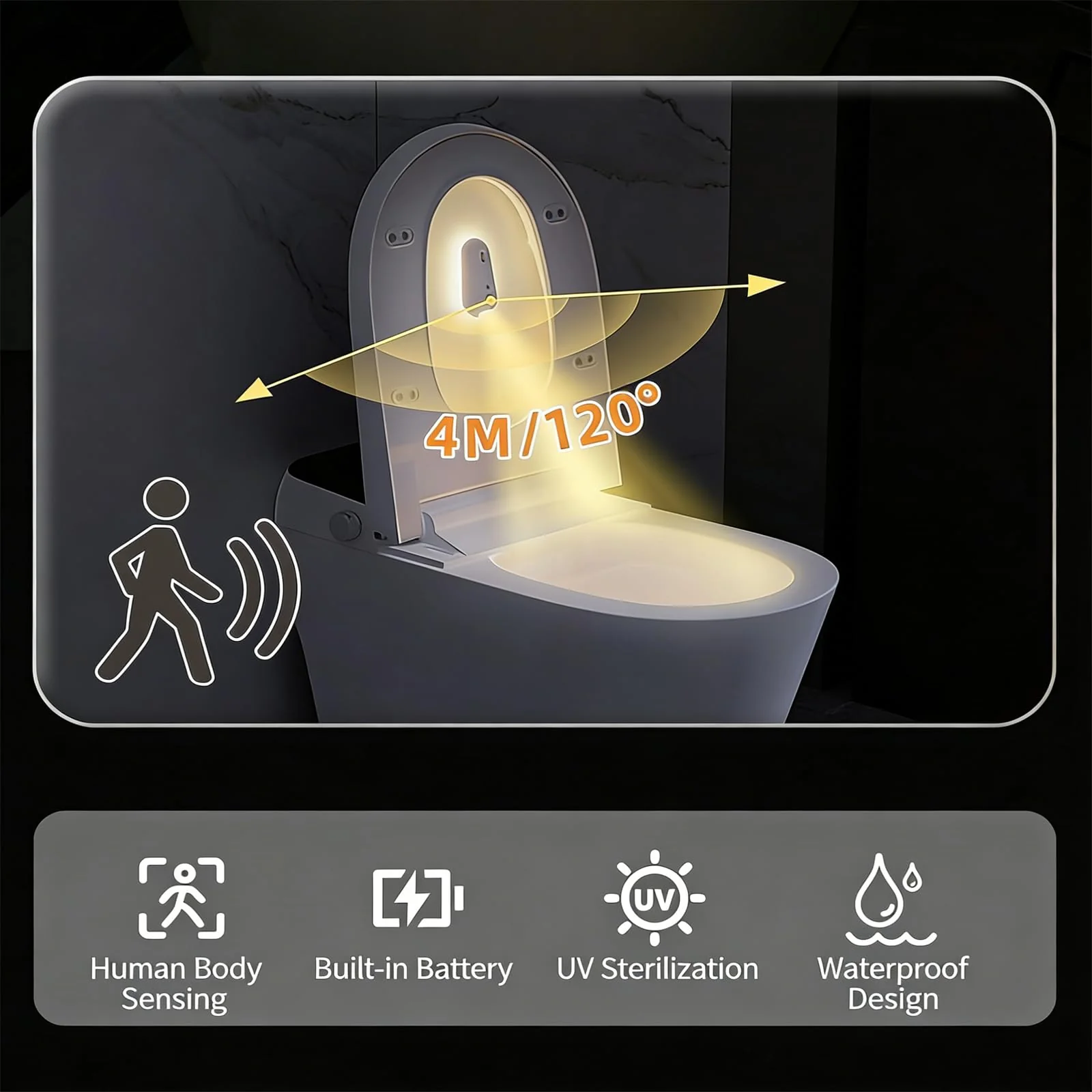 Self Cleaning UV Toilet Sanitizer Light, Motion-Activated, Rechargeable, Night Light, Adhesive-Mounted for Shared Bathrooms, For Elderly & Pet - Image 5