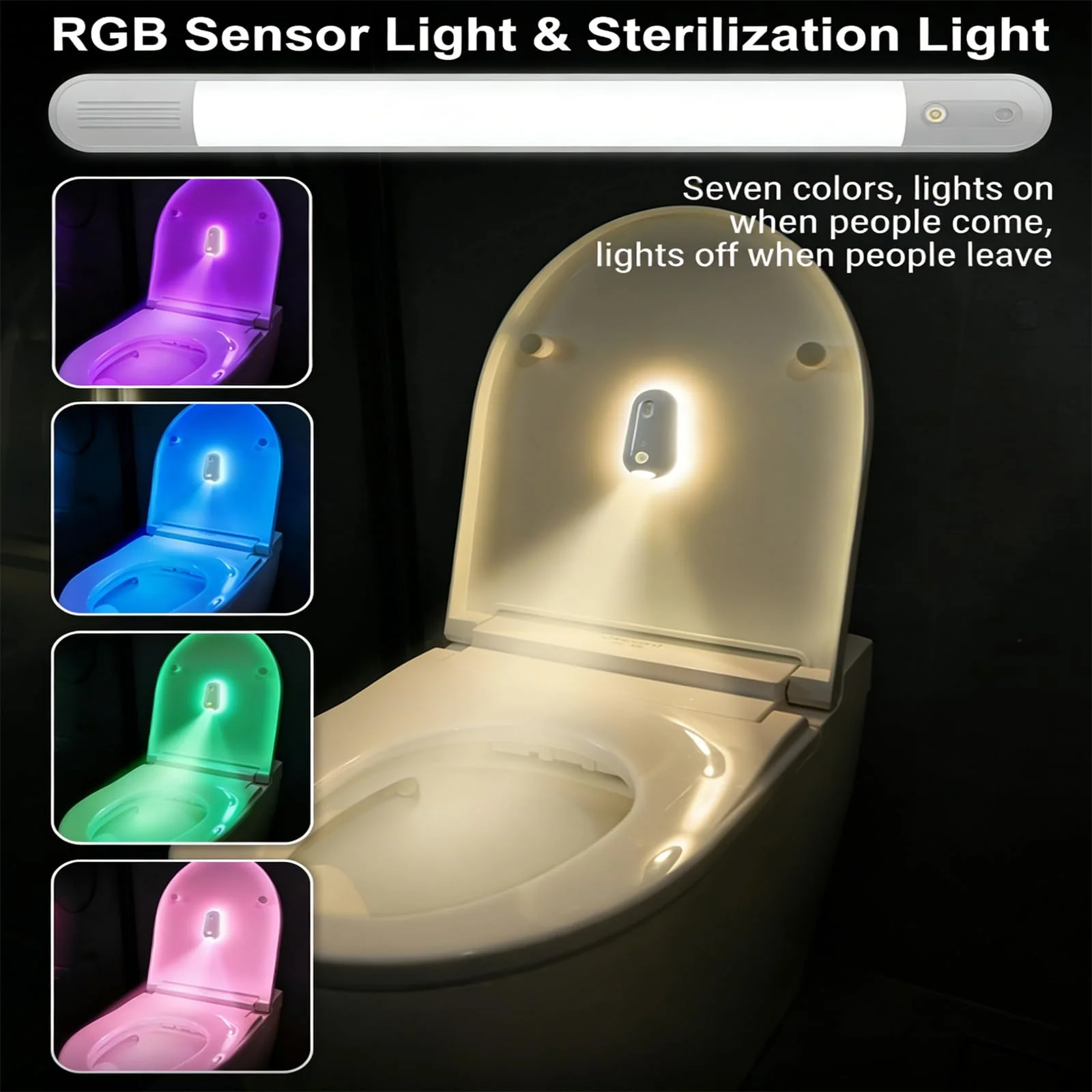 Self Cleaning UV Toilet Sanitizer Light, Motion-Activated, Rechargeable, Night Light, Adhesive-Mounted for Shared Bathrooms, For Elderly & Pet - Image 8