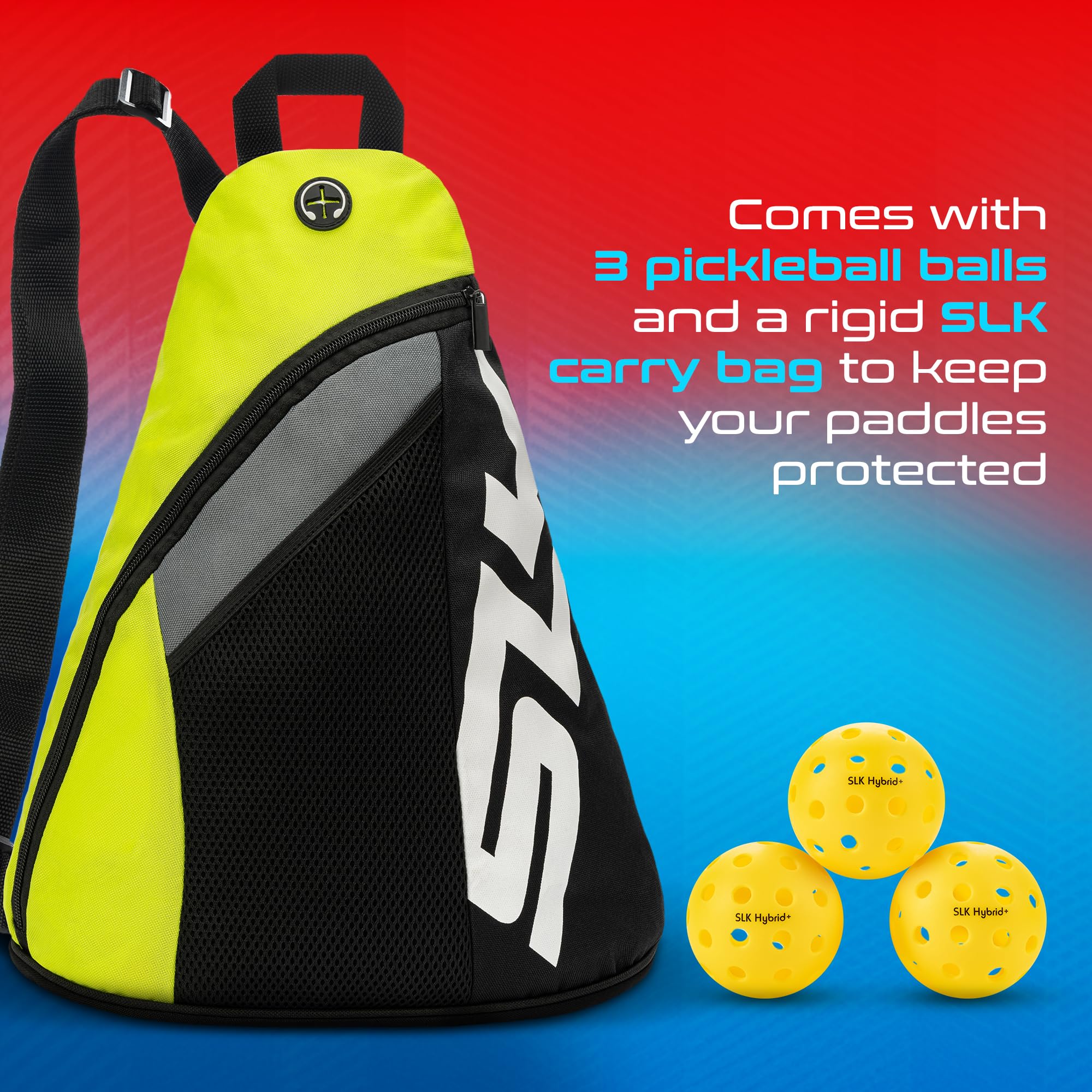 Selkirk Sport SLK Neo Graphite Pickleball Paddles Set of 2 | Designed in The USA | Complete Pickleball Set with 2 Pickle Ball Rackets, 3 Hybrid+ Balls, and SLK Sling Bag | Red & Blue - Image 8