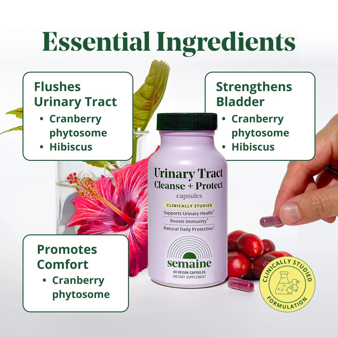 Semaine Urinary Tract Cleanse & Protect - 60 ct, Bladder Support Supplement for Women, Flushes Urinary Tract. Combines Cranberry Proanthocyanidins with Hibiscus - Image 4