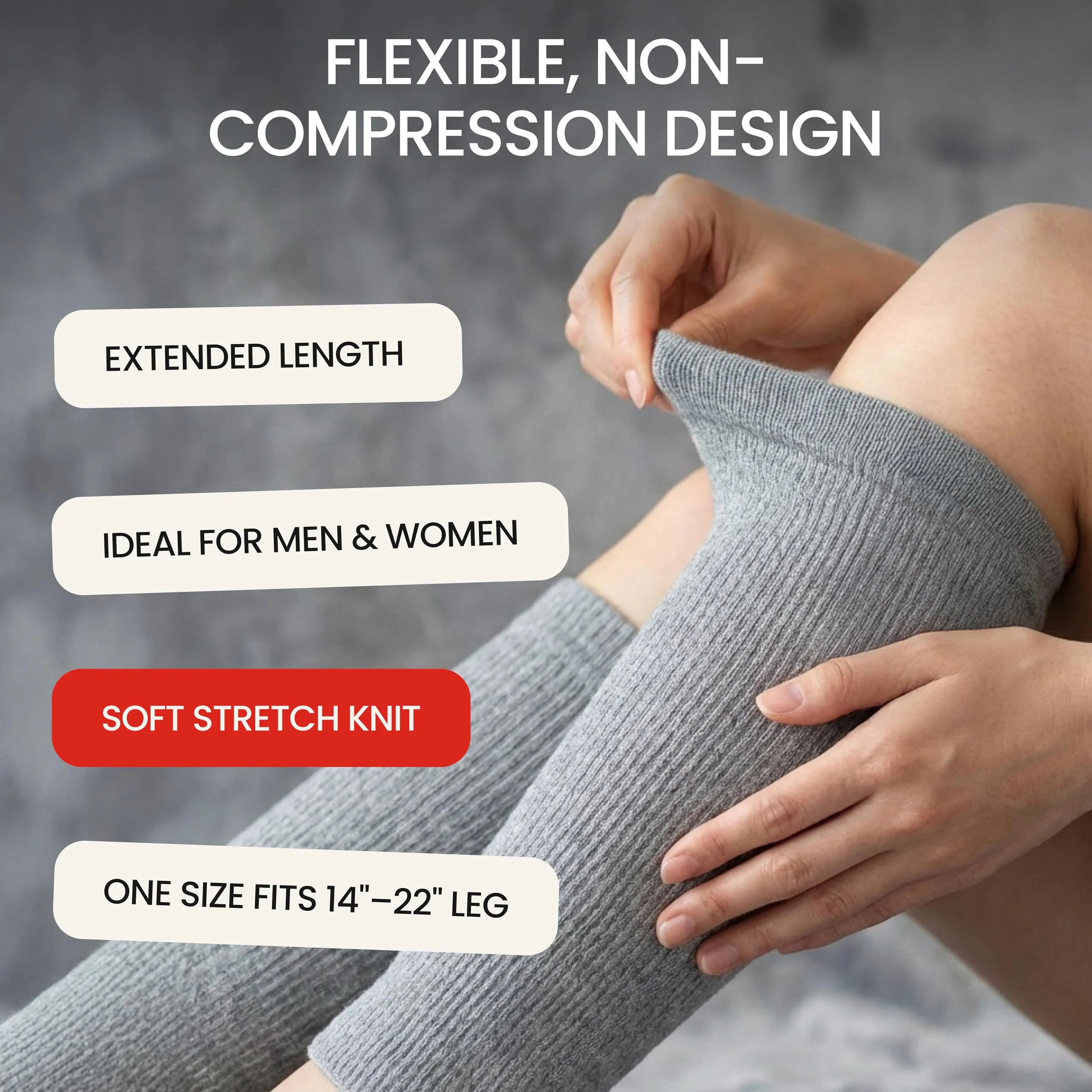 SENIOR ICARE Elastic Cotton Knee Warmers, Knee Sleeves for Men and Women - Circulation Support and Joint Pain Relief, Arthritis Aid, One Pair, Made in Japan - Image 5