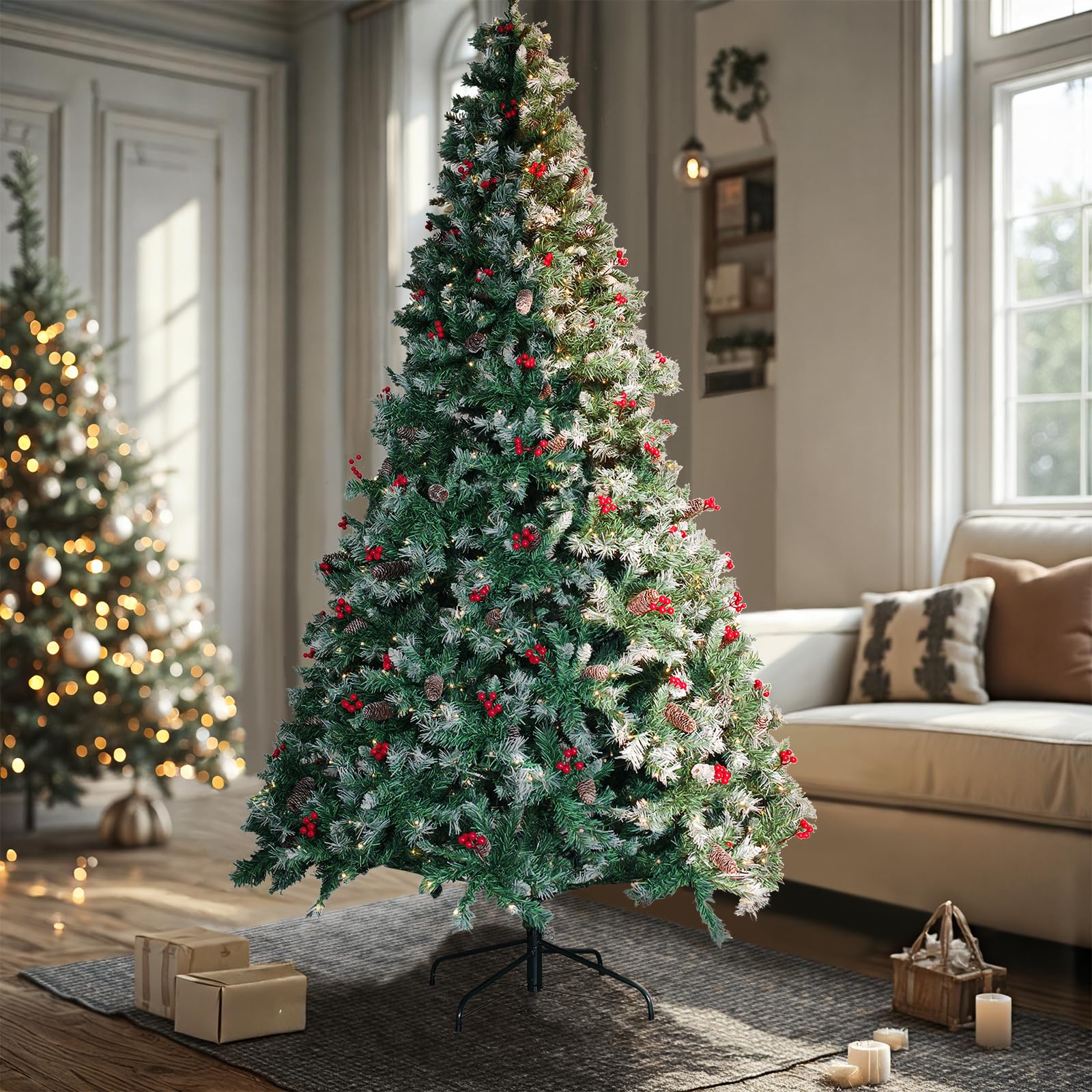 SENNOUL Prelit Christmas Tree with Lights 6ft - Premium Artificial Christmas Tree, with 874 Branch Tips and 250 Warm Lightsm, Support Automatique, Easy Assembly,Perfect Choice for Xmas Decorations - Image 6