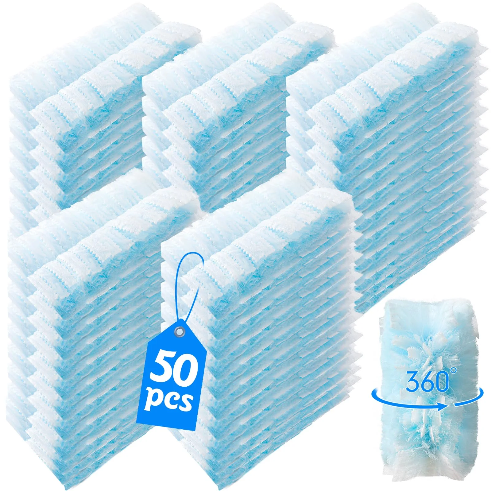 Senowi 50 Count 360° Heavy Duty Duster Refills Compatible with Swiffer, Larger -Extra Thick Electrostatic Disposable dusters Refill for Electronics, Furniture, Blinds, Ceiling Fans, Unscented