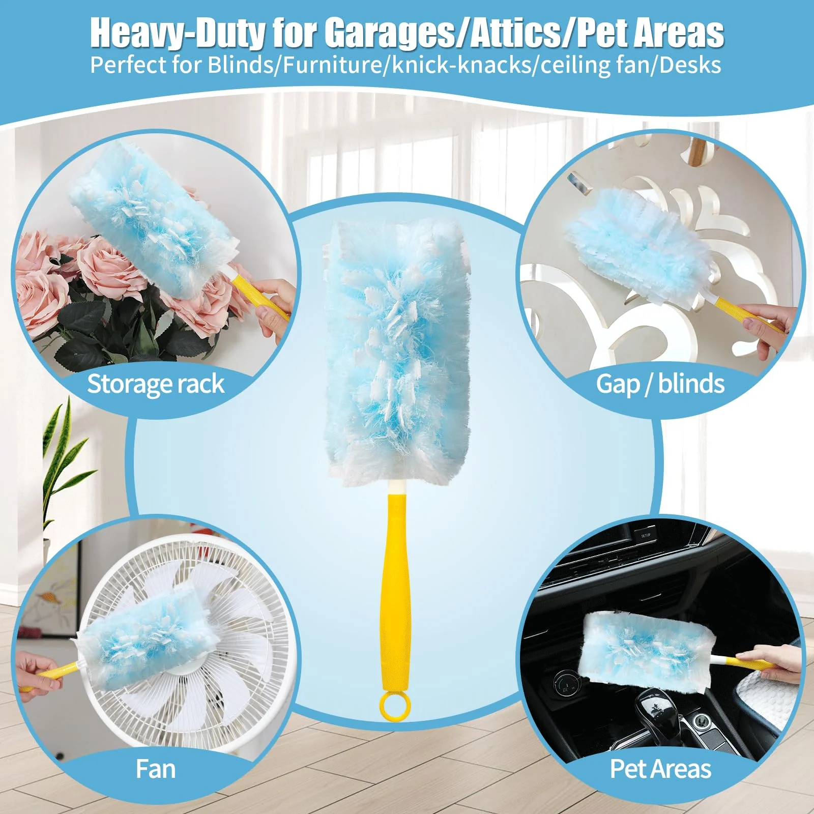 Senowi 50 Count 360° Heavy Duty Duster Refills Compatible with Swiffer, Larger -Extra Thick Electrostatic Disposable dusters Refill for Electronics, Furniture, Blinds, Ceiling Fans, Unscented - Image 2