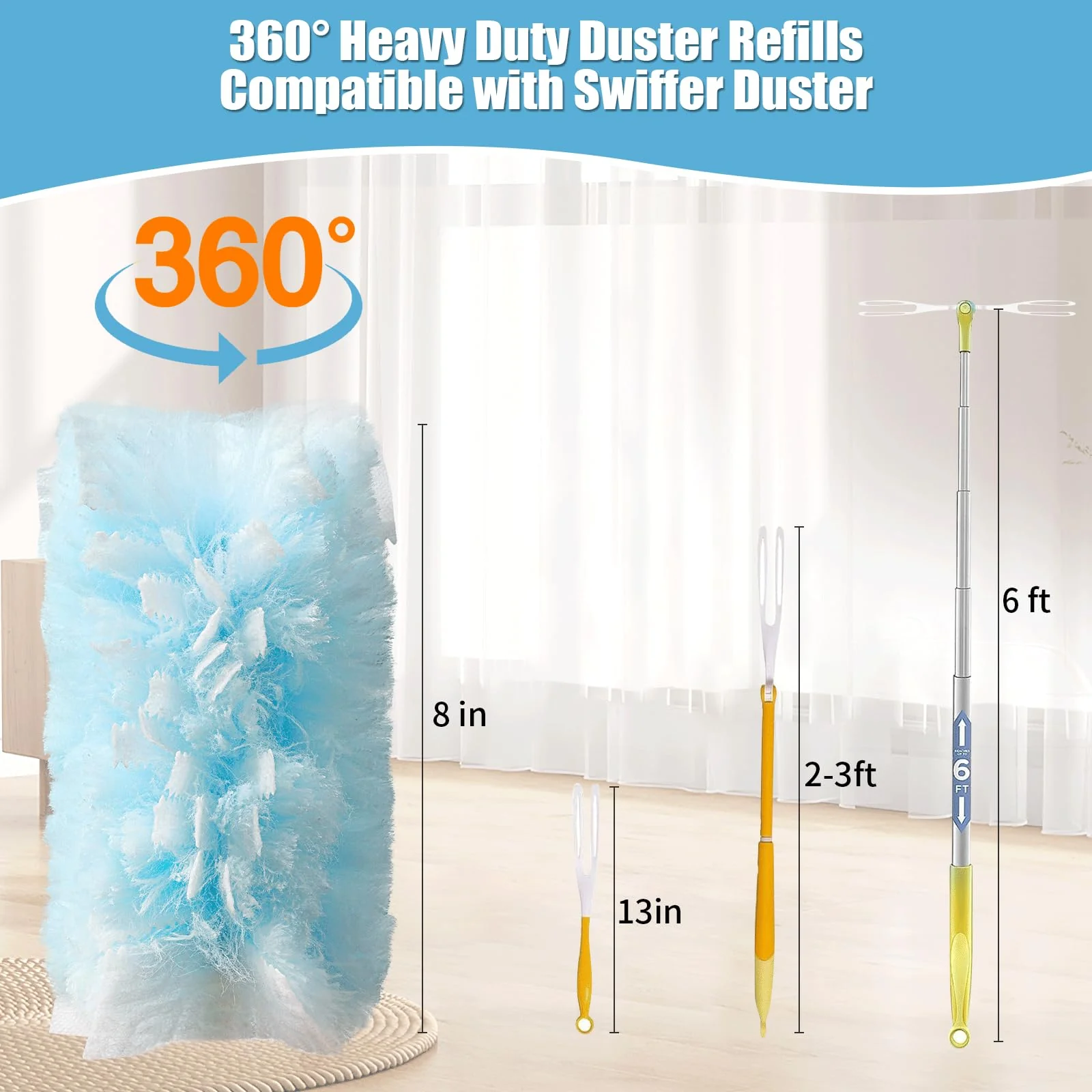 Senowi 50 Count 360° Heavy Duty Duster Refills Compatible with Swiffer, Larger -Extra Thick Electrostatic Disposable dusters Refill for Electronics, Furniture, Blinds, Ceiling Fans, Unscented - Image 6