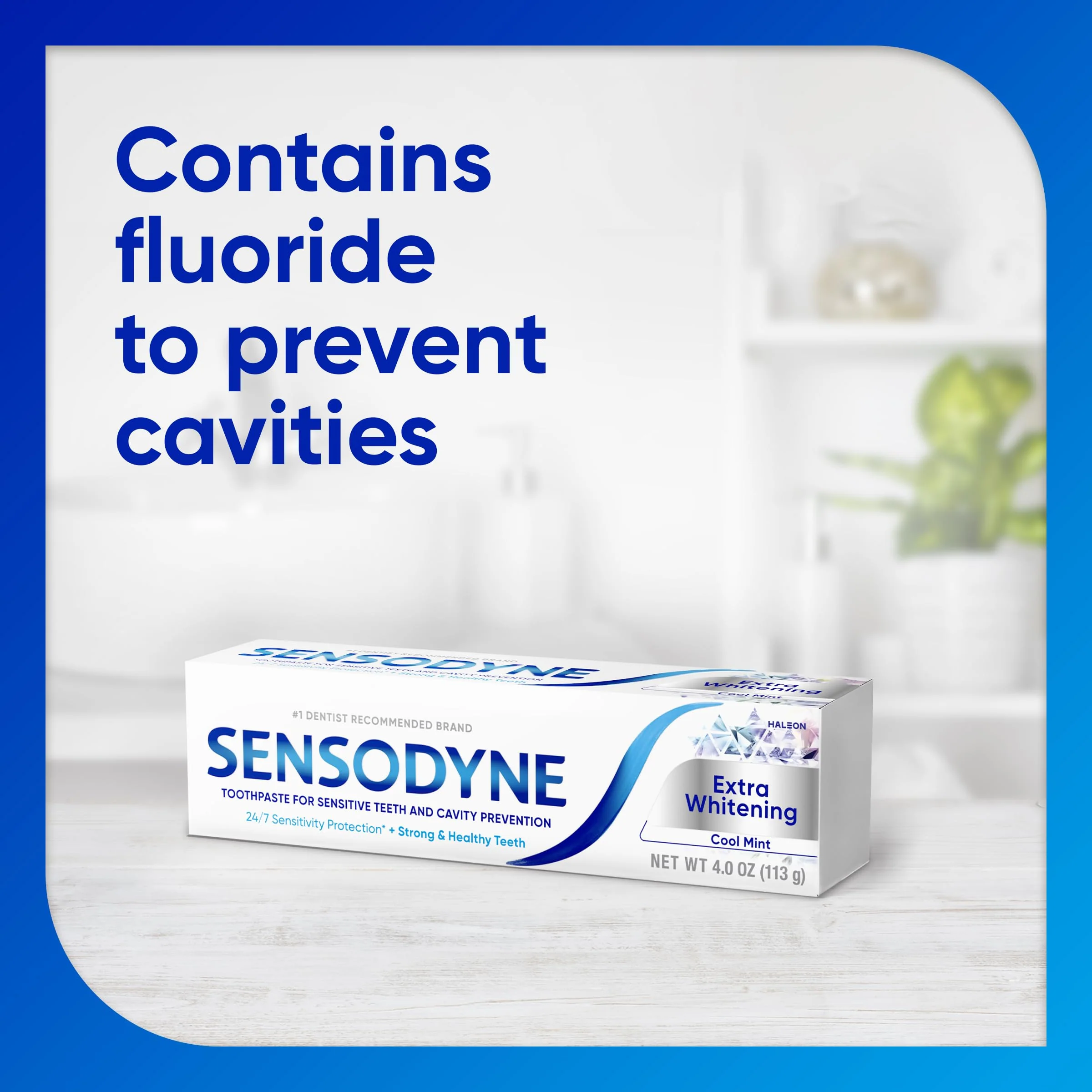 Sensodyne Extra Whitening Sensitive Teeth and Cavity Prevention Whitening Toothpaste, Amazon Exclusive, Cool Mint, Amazon Exclusive- 4 Ounces (Pack of 4) - Image 2