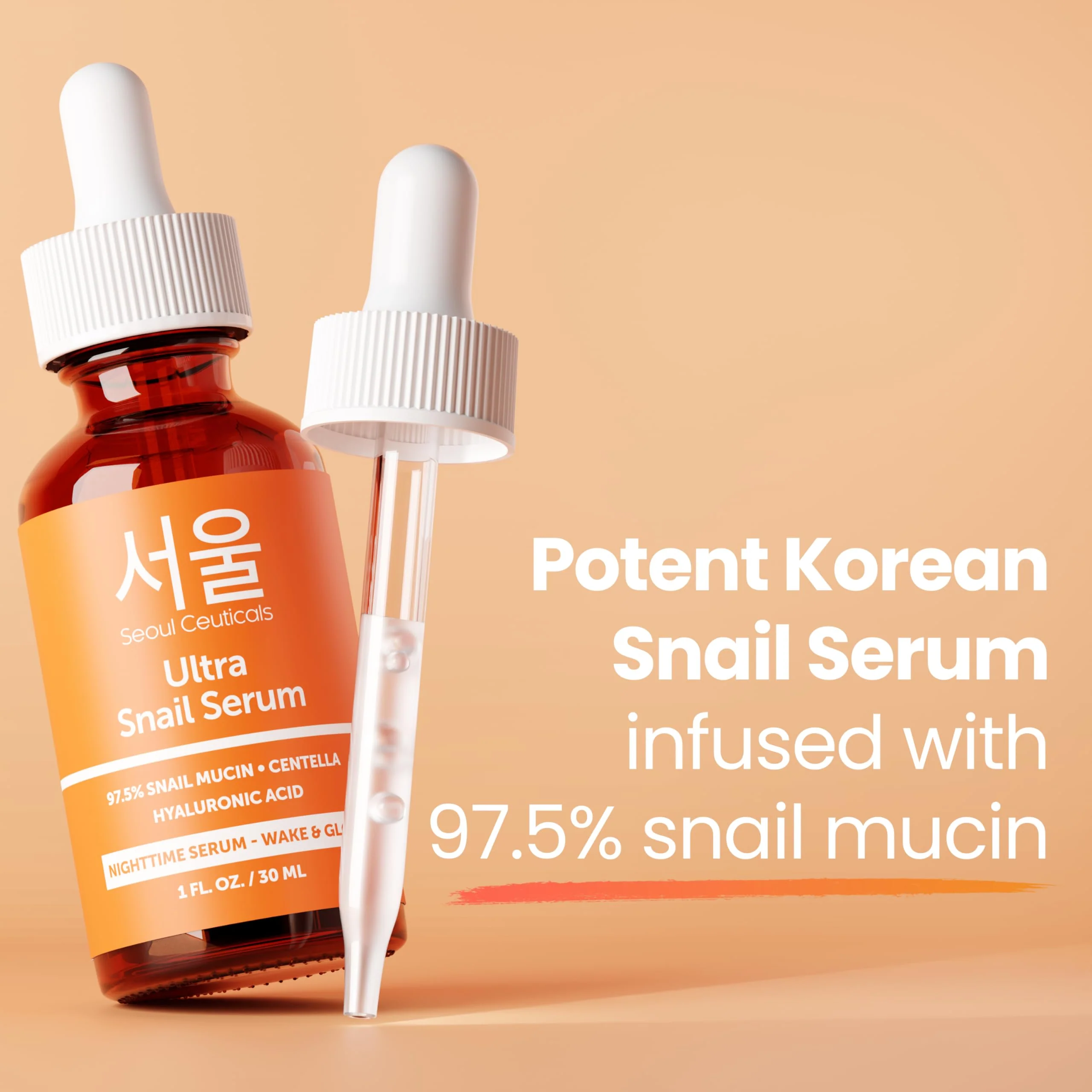 SeoulCeuticals Korean Skin Care 97.5% Snail Mucin Serum – K Beauty Skincare Anti Wrinkle Cica Night Serum Hyaluronic Acid for Face 1oz - Image 4