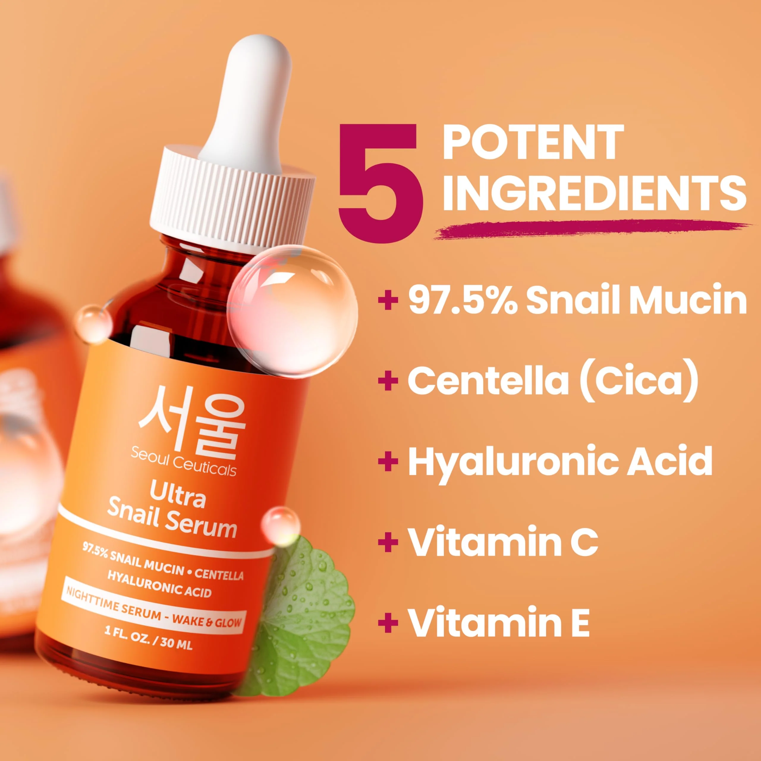SeoulCeuticals Korean Skin Care 97.5% Snail Mucin Serum – K Beauty Skincare Anti Wrinkle Cica Night Serum Hyaluronic Acid for Face 1oz - Image 8
